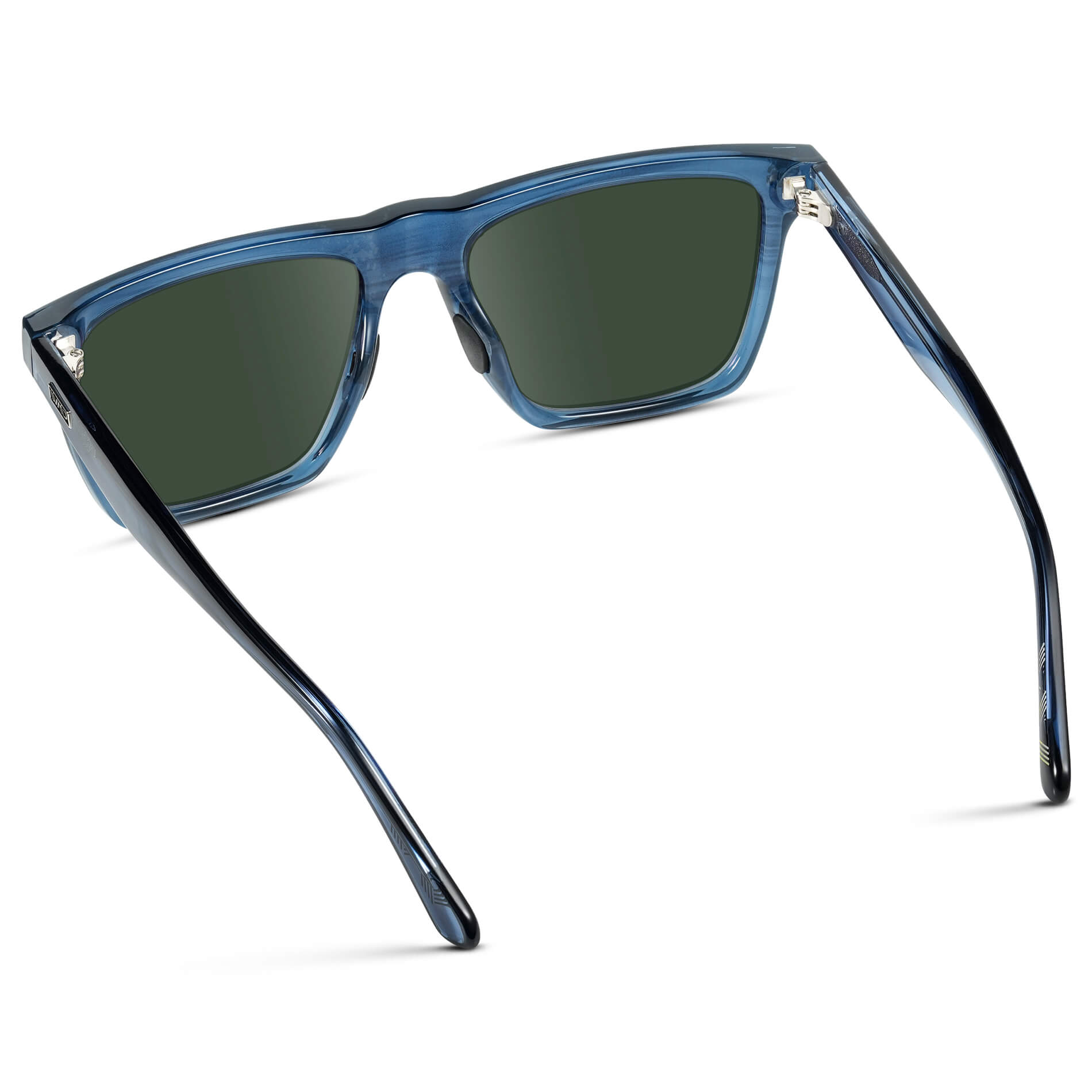 Indigo Blue Grain / G15 Lens || Blue Rectangle Frame Glasses with Green Lenses