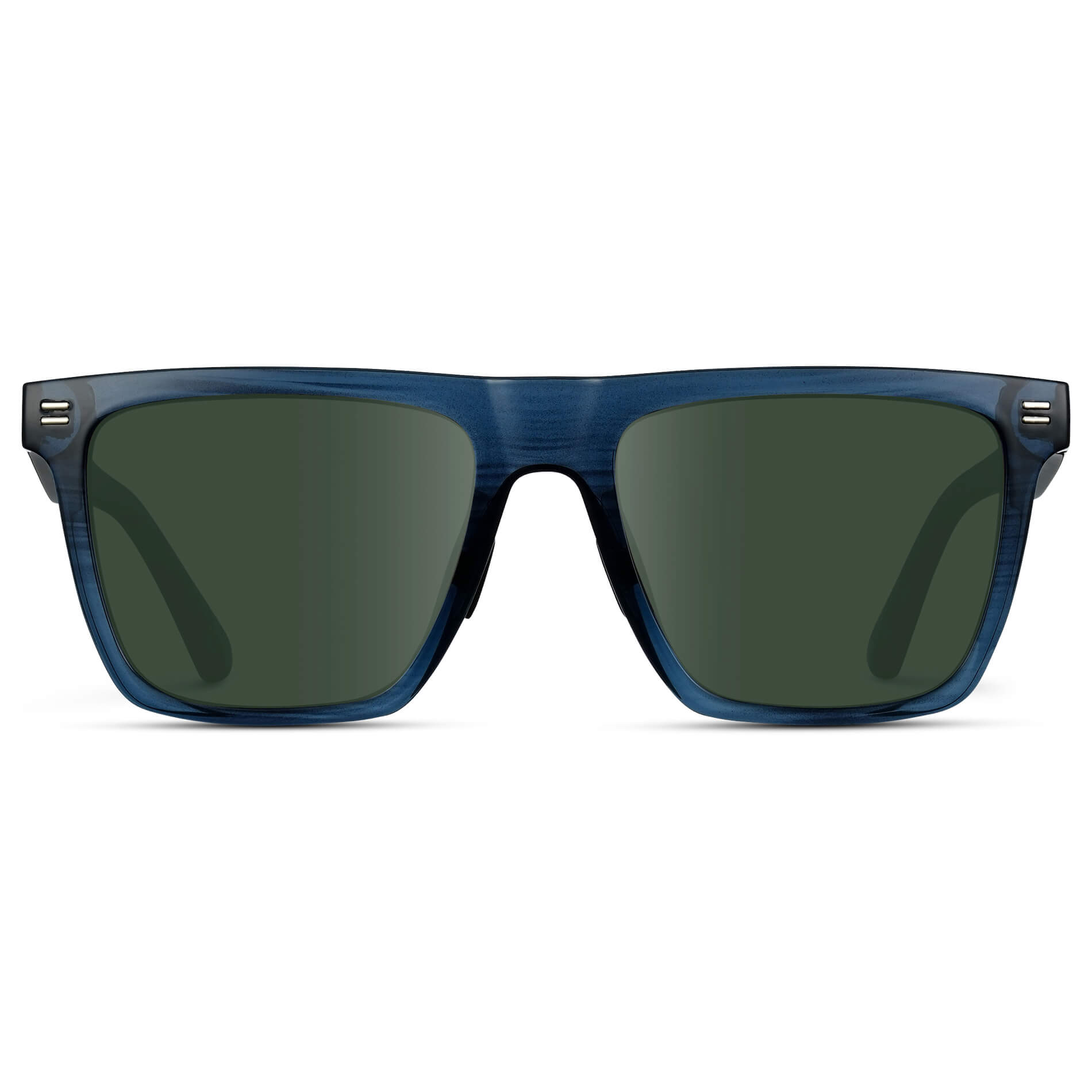 Indigo Blue Grain / G15 Lens || Blue Rectangle Frame Glasses with Green Lenses