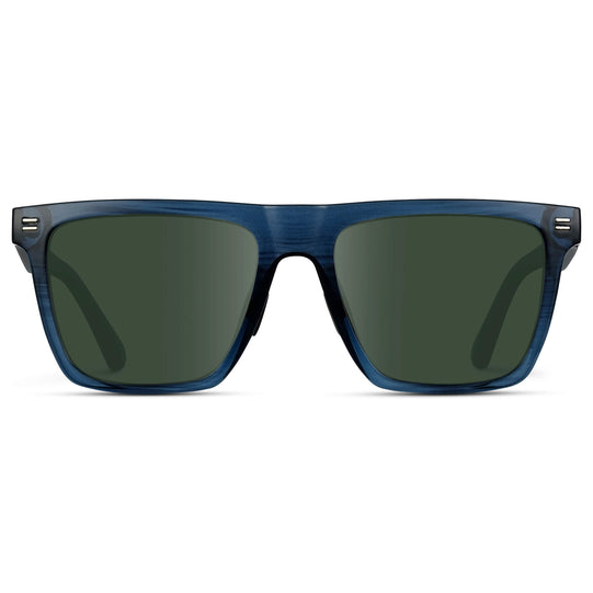 Indigo Blue Grain / G15 Lens || Blue Rectangle Frame Glasses with Green Lenses