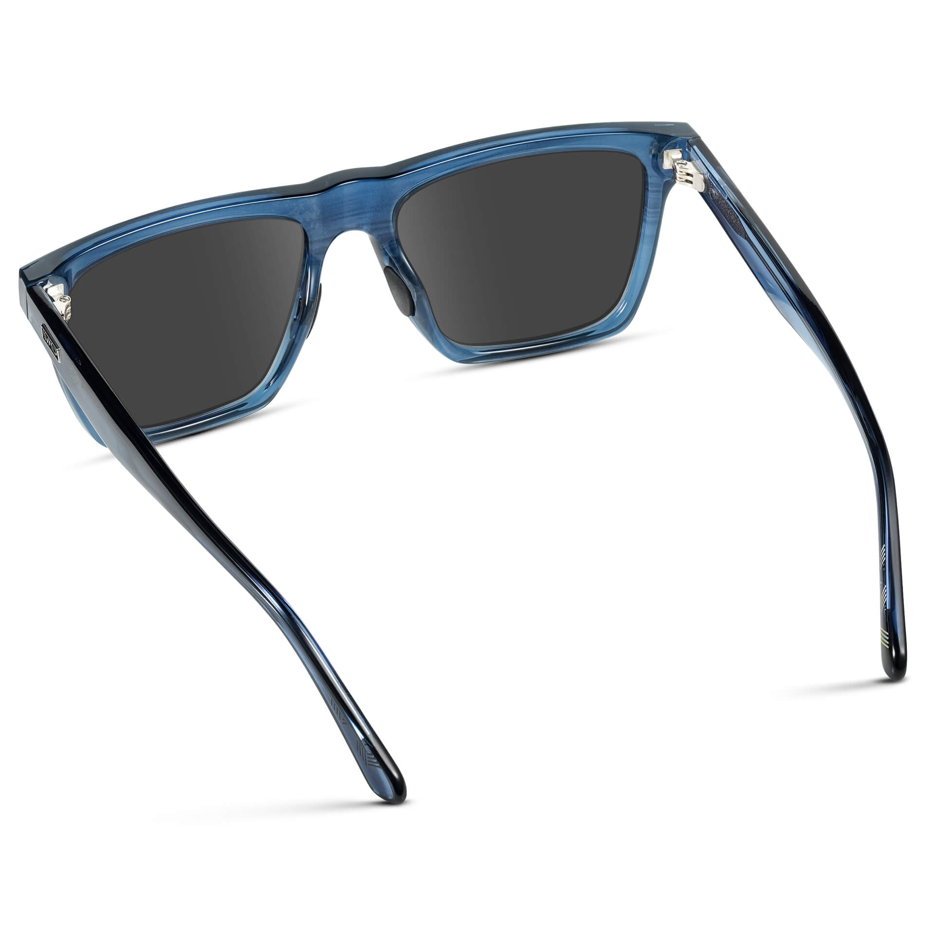 Indigo Blue Grain / Grey Lens || Blue Rectangle Frame Glasses with Grey Lenses