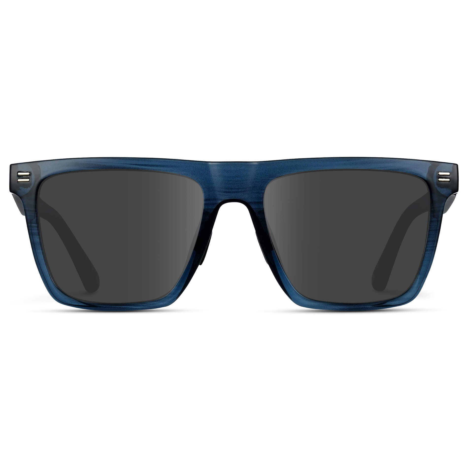 Indigo Blue Grain / Grey Lens || Blue Rectangle Frame Glasses with Grey Lenses