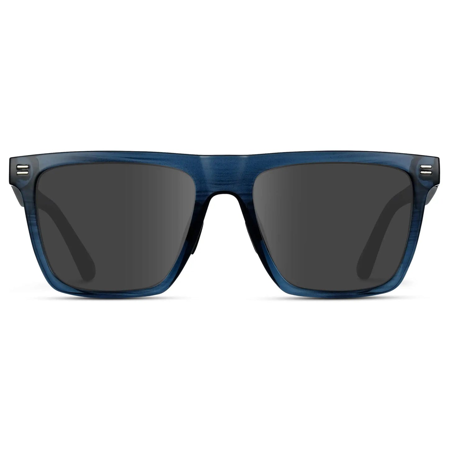 Indigo Blue Grain / Grey || Men's Rectangular Prescription Sunglasses with Indigo Blue Grain Frame and Grey Lenses on a white background 