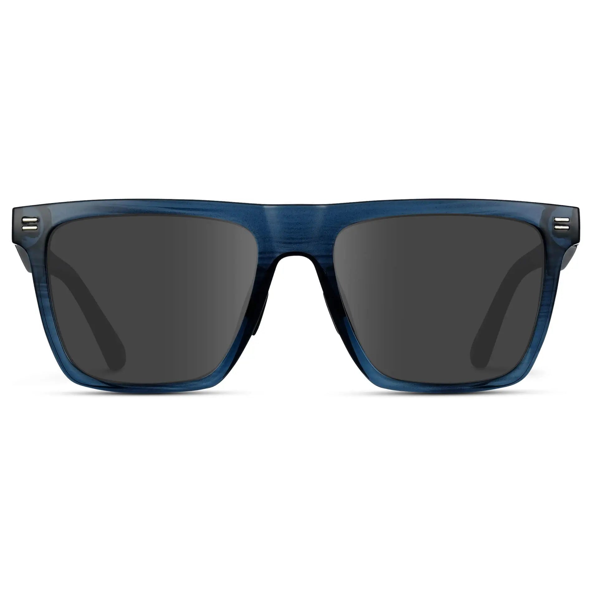 Indigo Blue Grain / Grey || Men's Rectangular Prescription Sunglasses with Indigo Blue Grain Frame and Grey Lenses on a white background 