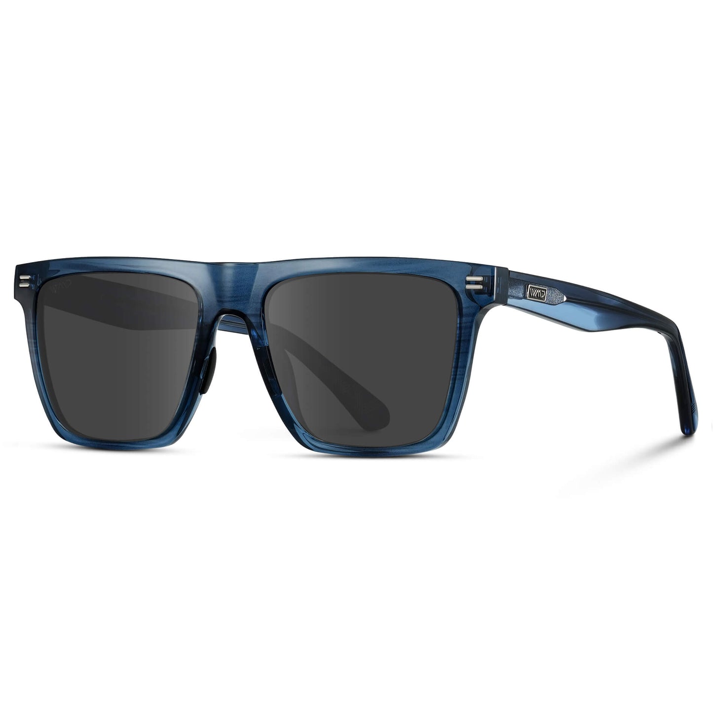 Indigo Blue Grain / Grey Lens || Blue Rectangle Frame Glasses with Grey Lenses