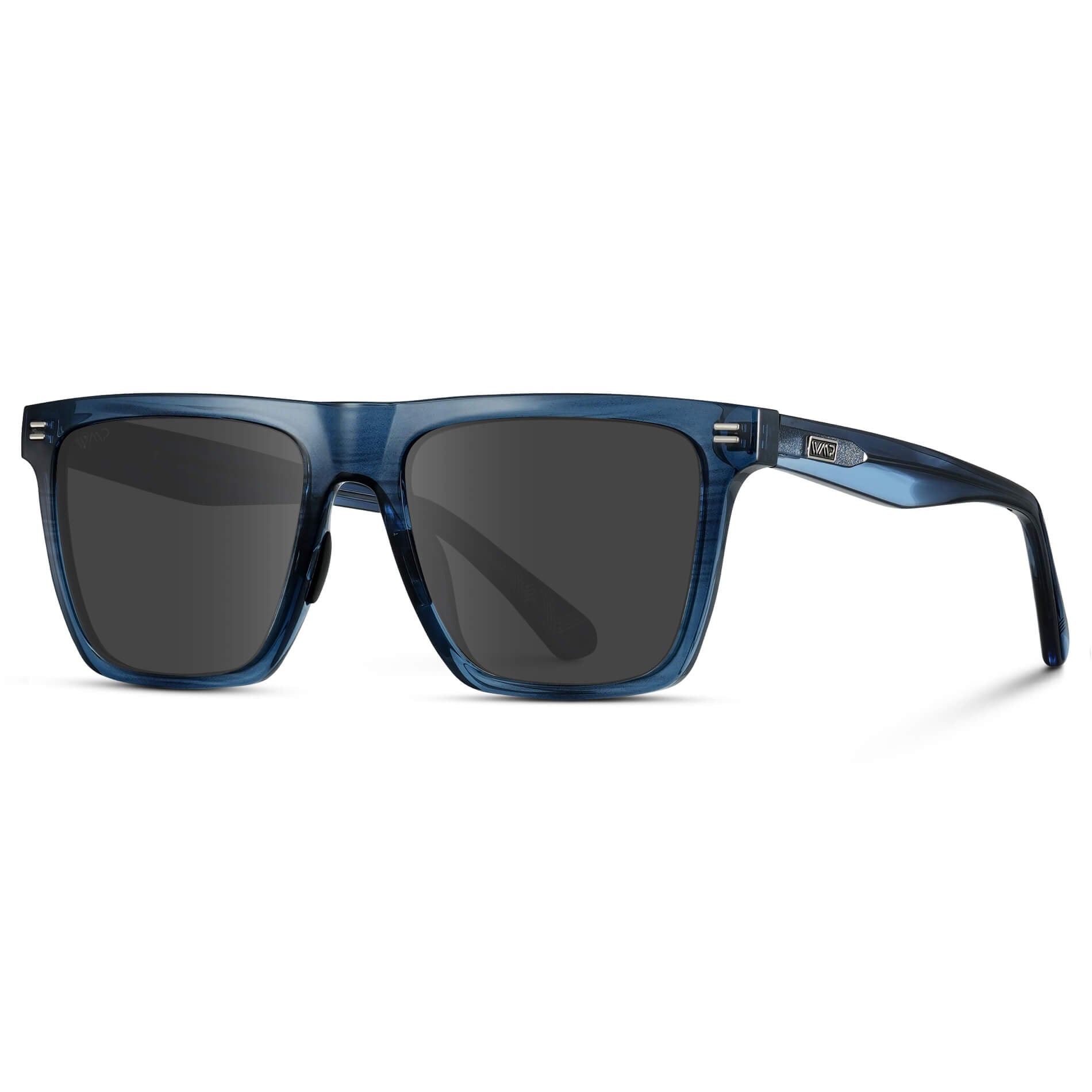 Indigo Blue Grain / Grey Lens || Blue Rectangle Frame Glasses with Grey Lenses