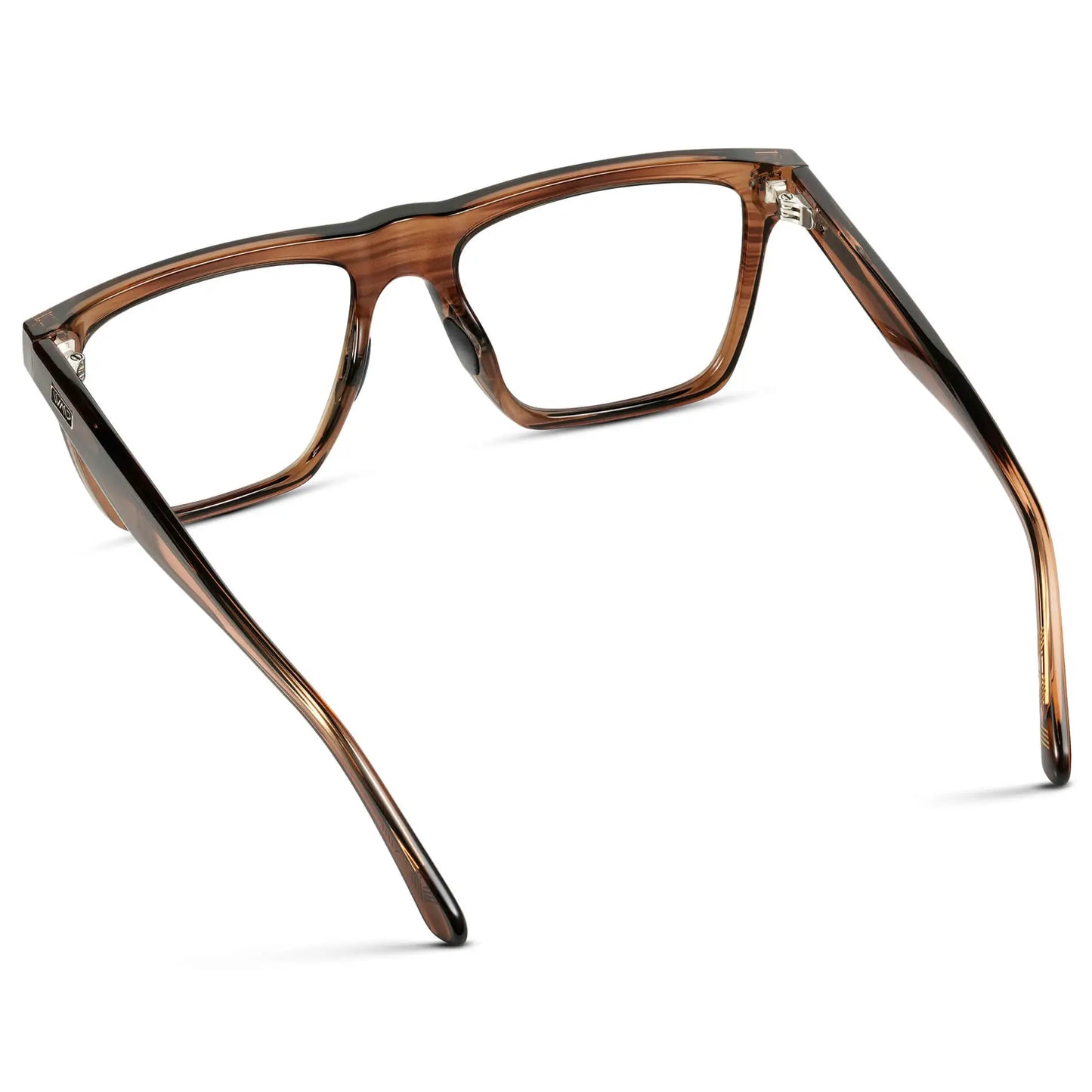 Crystal Mesquite Grain || Back view of Men's Rectangle Prescription Glasses with Crystal Mesquite Grain Frame and Clear Lenses on a white background