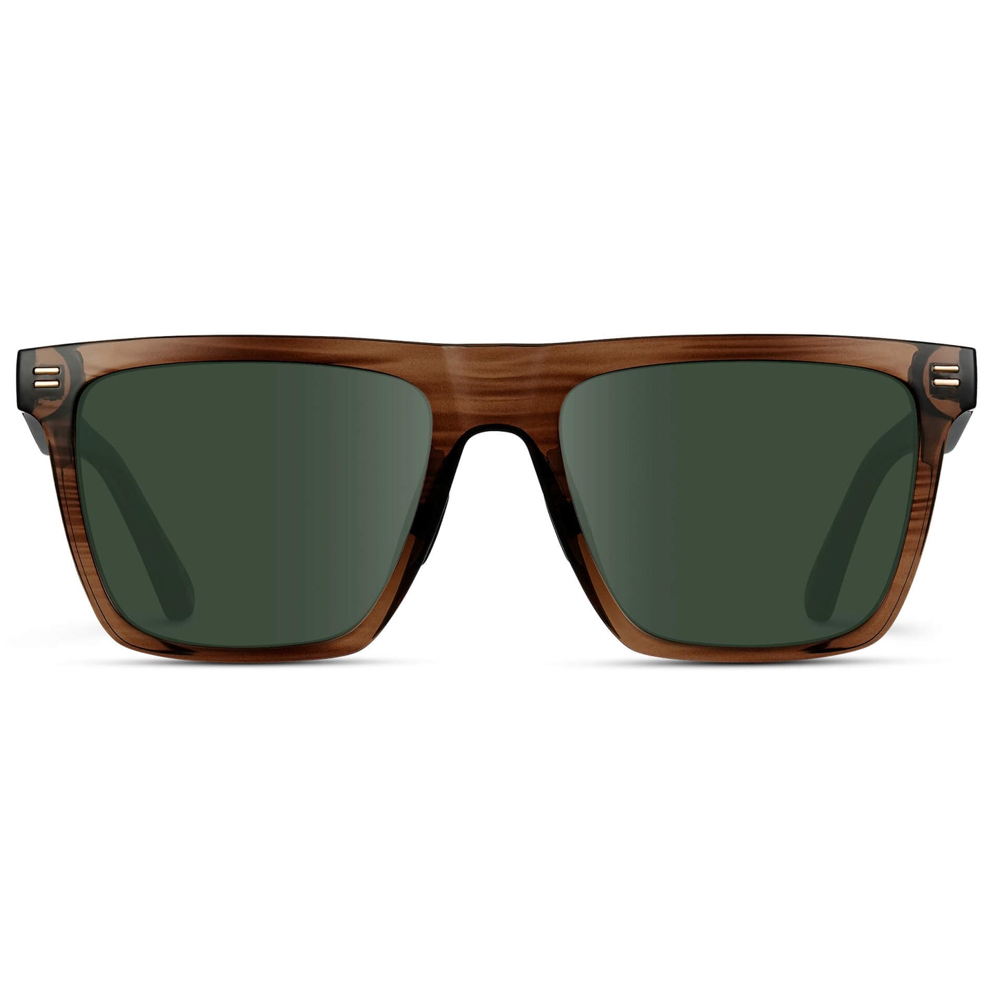 Crystal Mesquite Grain / G15 Lens || Brown Rectangle Frame Glasses with Green Lenses