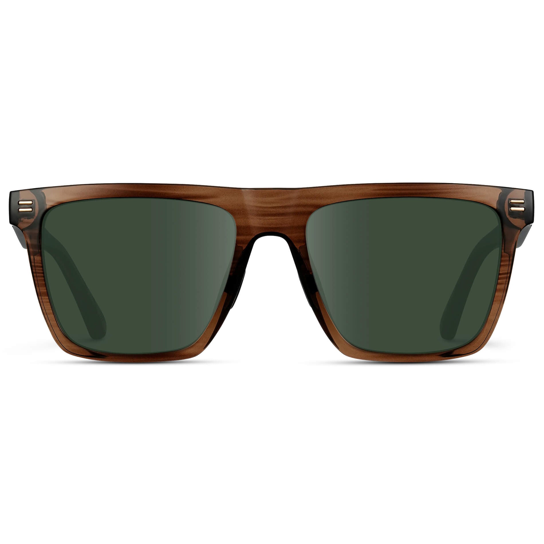 Crystal Mesquite Grain / G15 Lens || Brown Rectangle Frame Glasses with Green Lenses