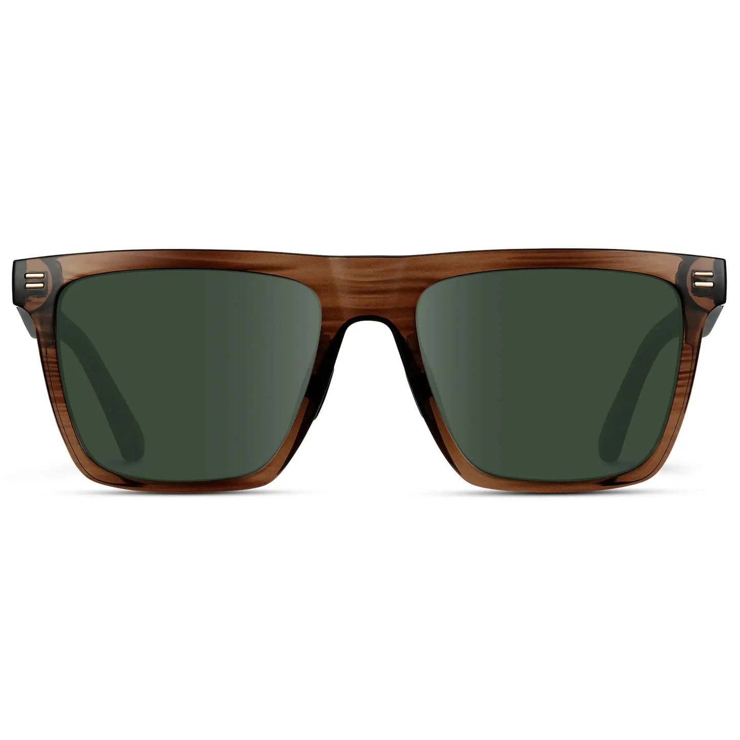 Crystal Mesquite Grain / G15 || Men's Rectangular Prescription Sunglasses with Crystal Mesquite Grain and Green Lenses on a white background 