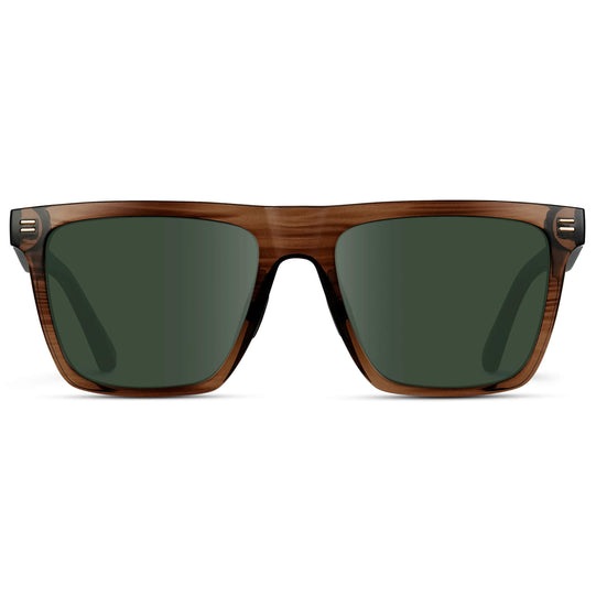 Crystal Mesquite Grain / G15 Lens || Brown Rectangle Frame Glasses with Green Lenses
