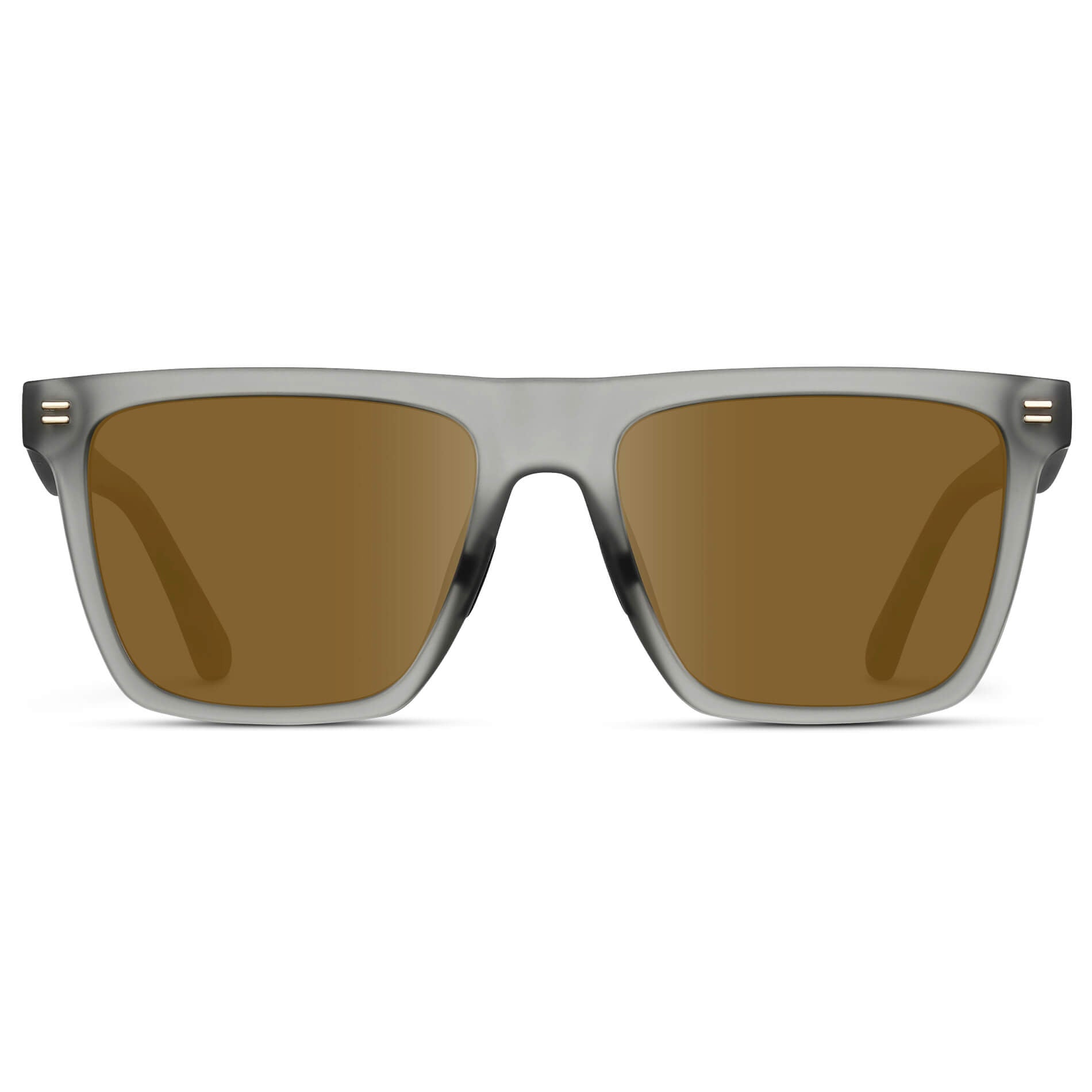 Frosted Moonrock Grey / Amber Lens || Grey Rectangle Frame Sunglasses with Brown Lenses