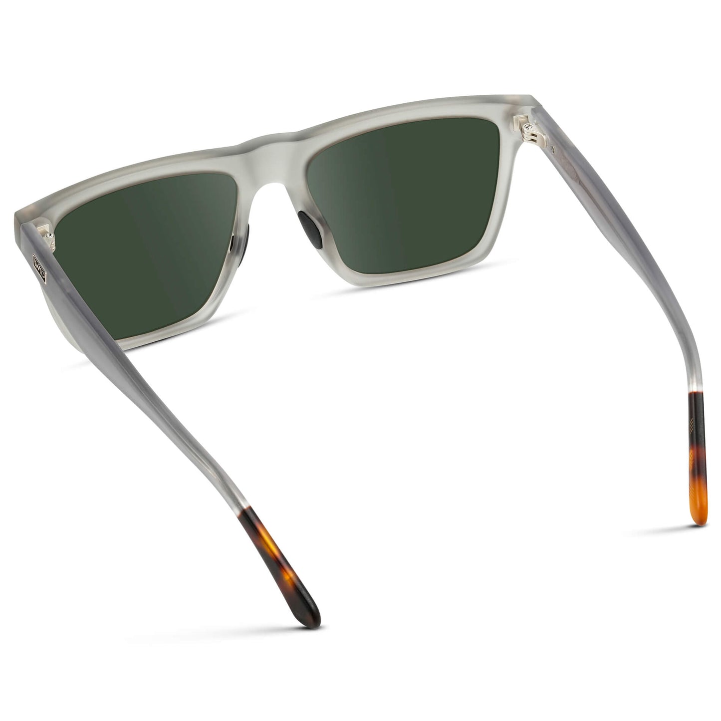 Frosted Moonrock Grey / G15 Lens || Grey Rectangle Frame Sunglasses with Green Lenses