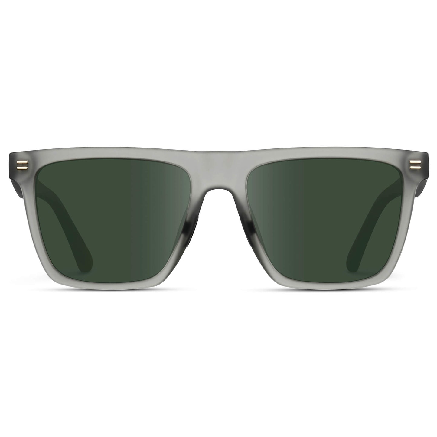 Frosted Moonrock Grey / G15 Lens || Grey Rectangle Frame Sunglasses with Green Lenses