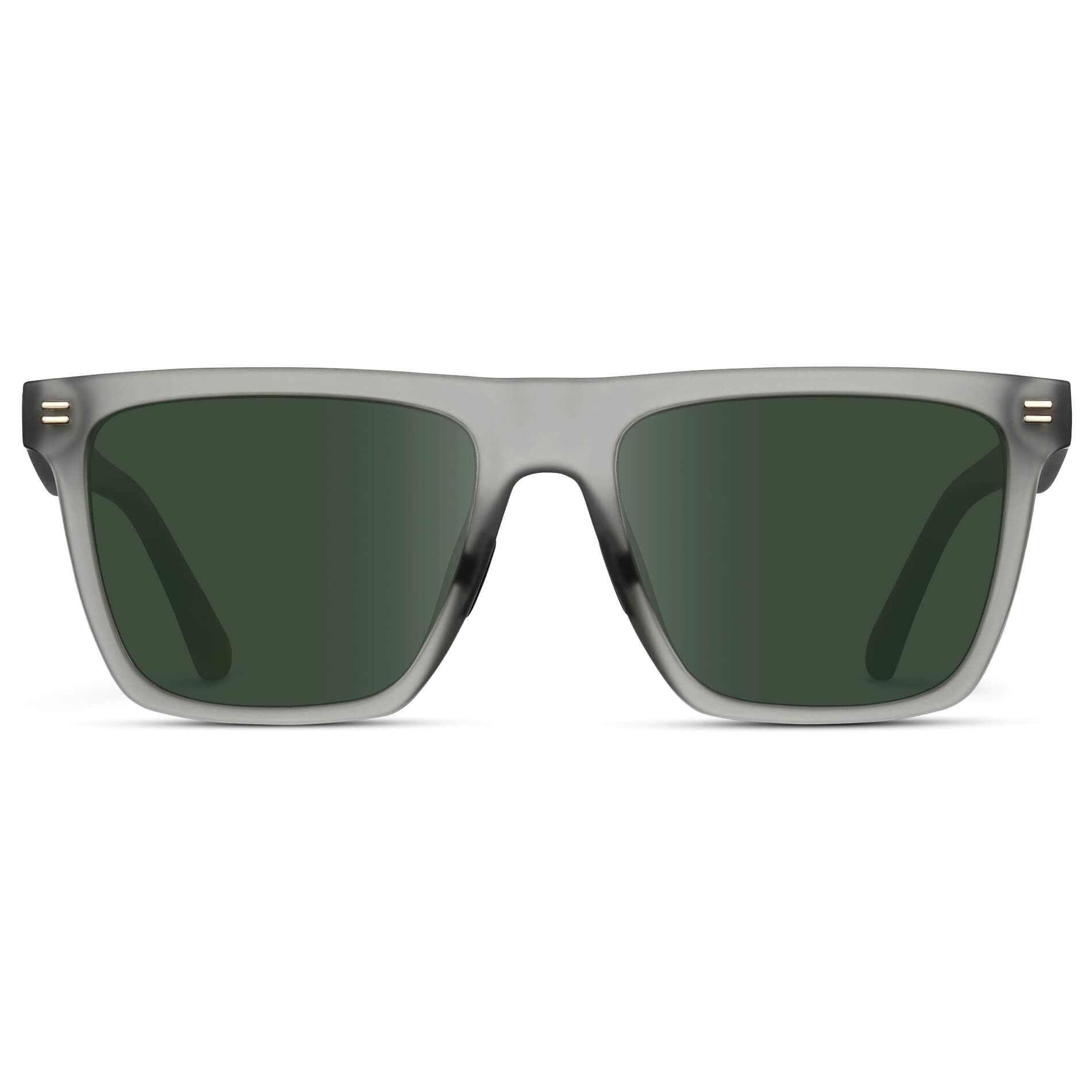 Frosted Moonrock Grey / G15 Lens || Grey Rectangle Frame Sunglasses with Green Lenses