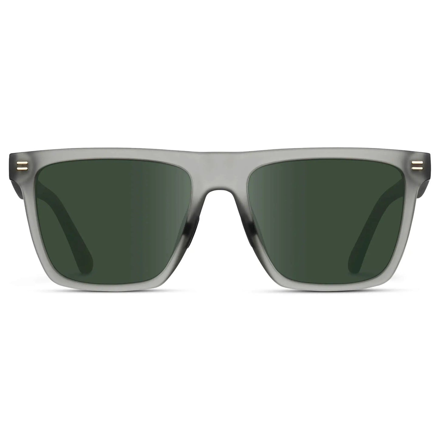 Frosted Moonrock Grey / G15 || Men's Rectangular Prescription Sunglasses with Frosted Moonrock Grey and Green Lenses on a white background 