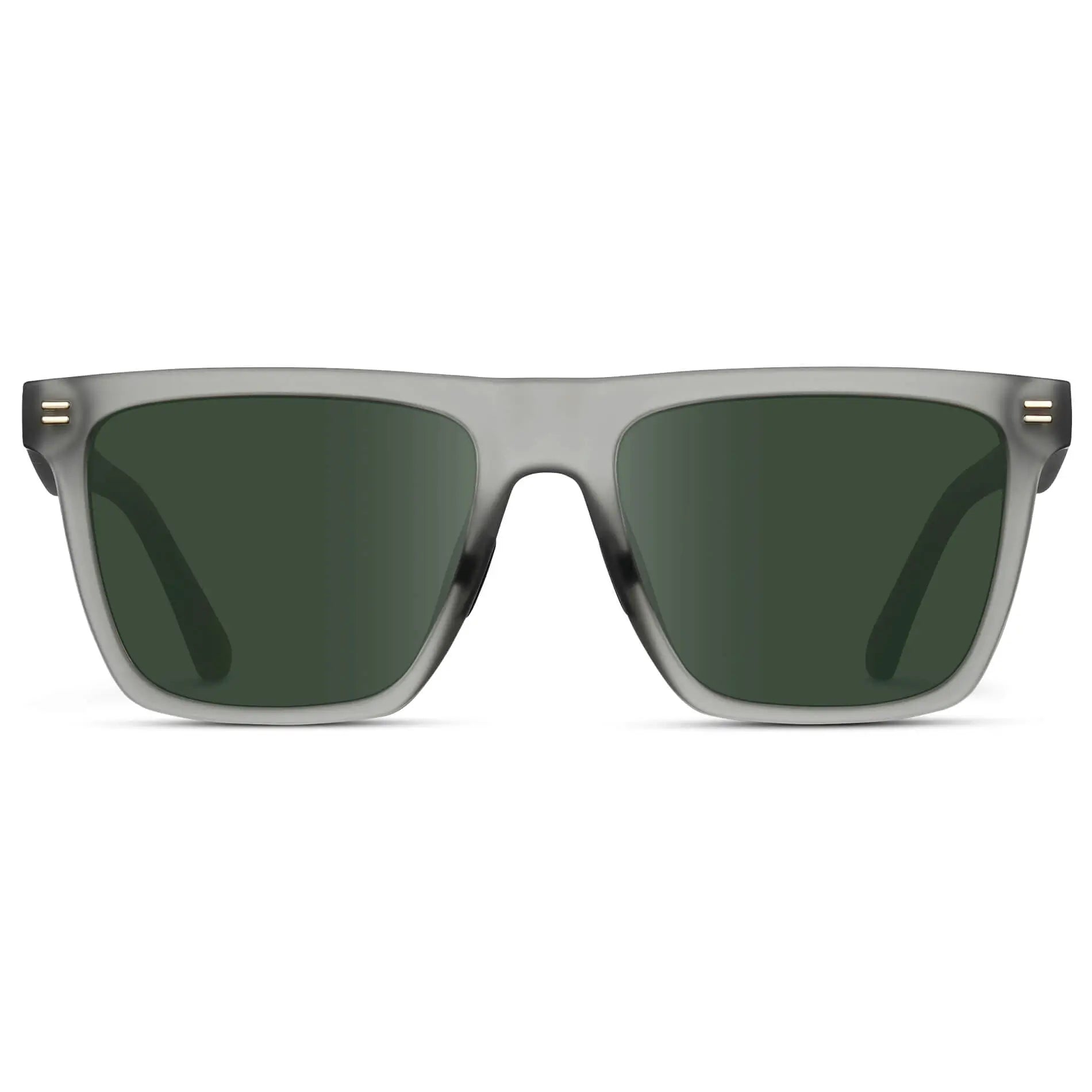 Frosted Moonrock Grey / G15 || Men's Rectangular Prescription Sunglasses with Frosted Moonrock Grey and Green Lenses on a white background 