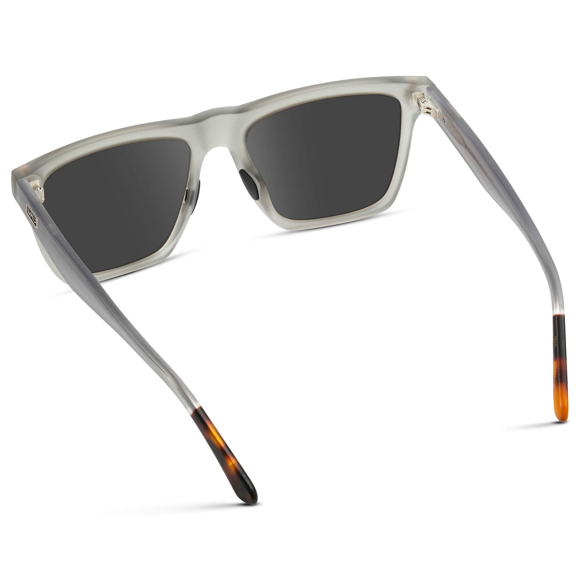 Frosted Moonrock Grey / Grey Lens || Grey Rectangle Frame Sunglasses with Grey Lenses