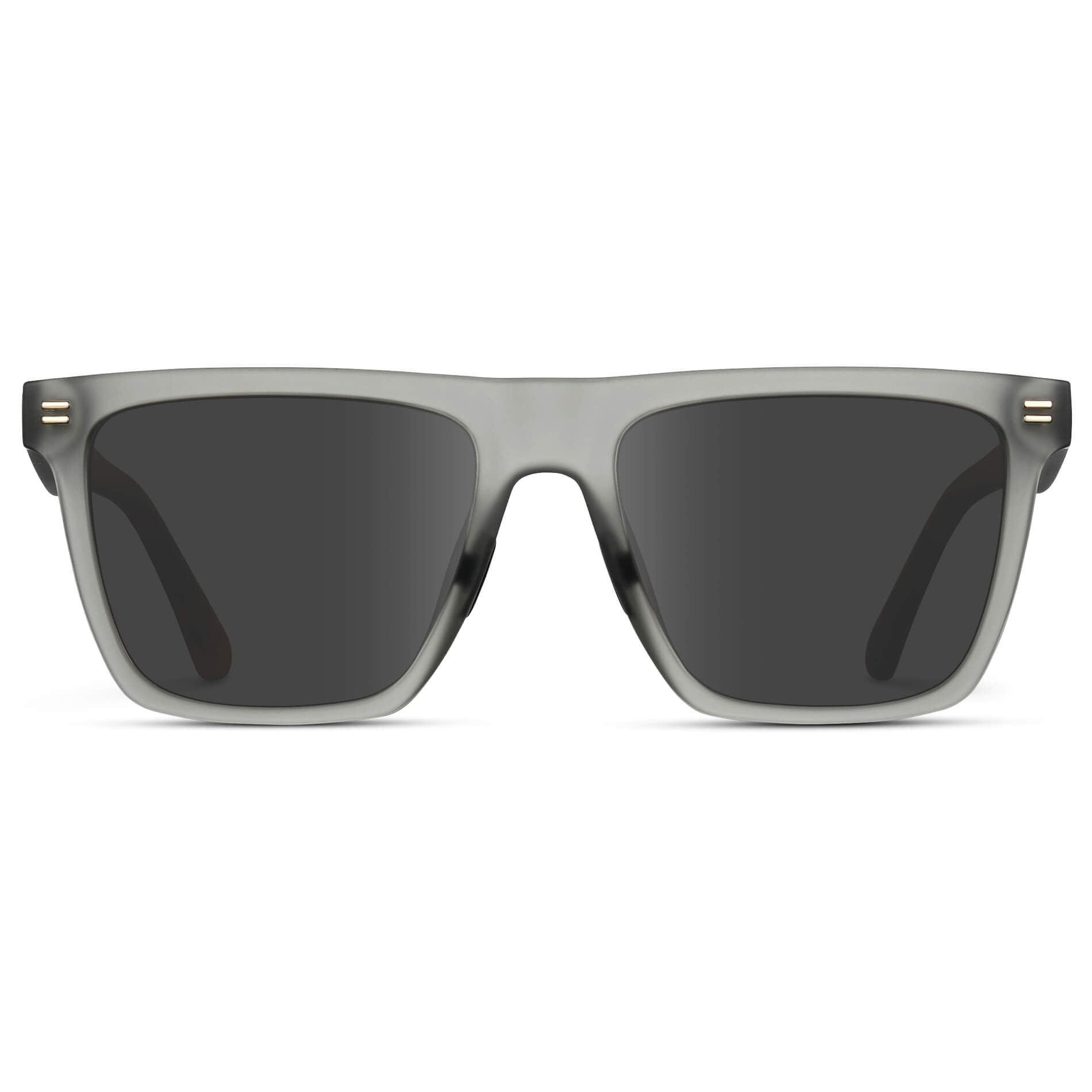 Frosted Moonrock Grey / Grey Lens || Grey Rectangle Frame Sunglasses with Grey Lenses
