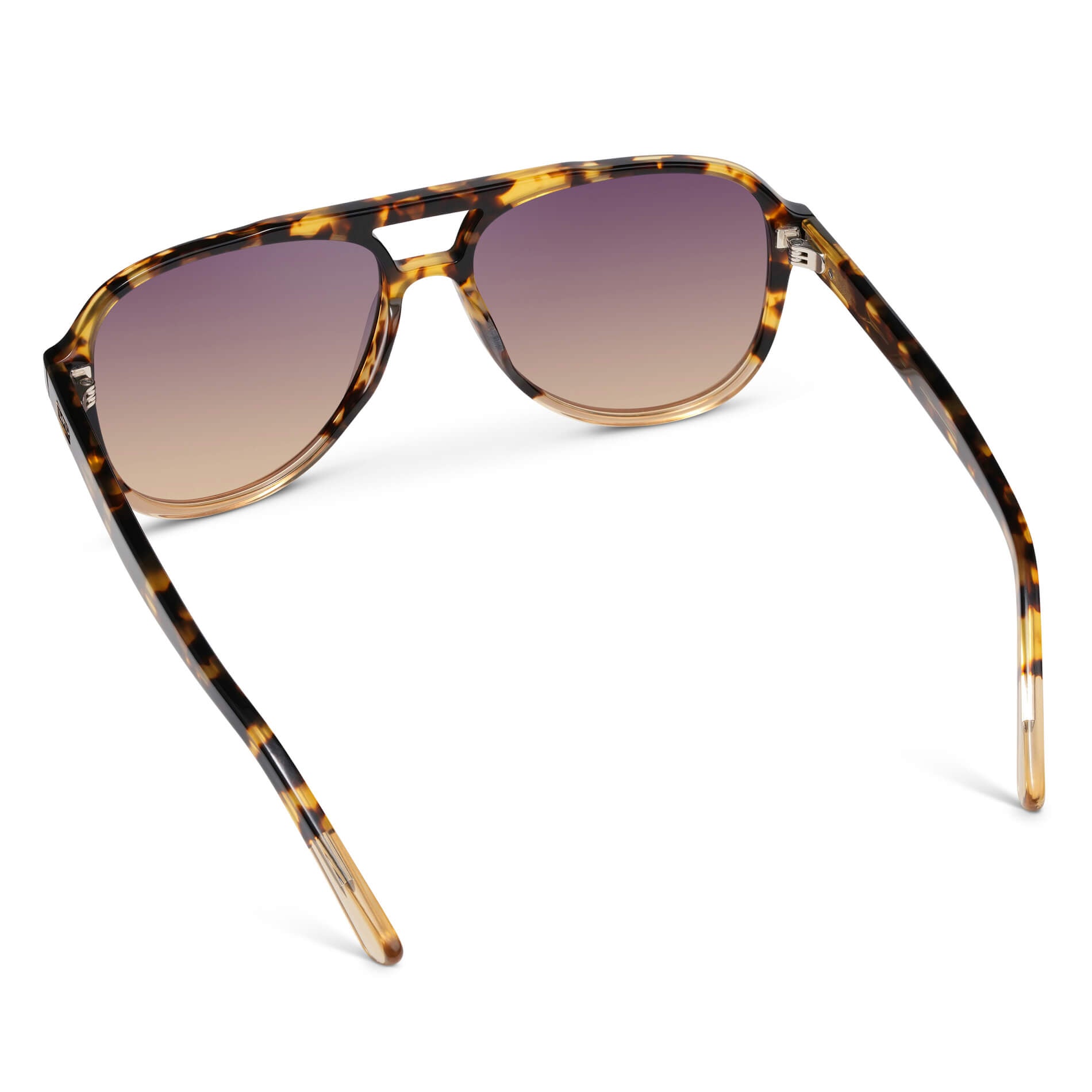 Tortoise Clear / Gradient Sunset Lens || Brown Tortoise Aviator Frame Sunglasses with Pink Gradient Polarized Lenses