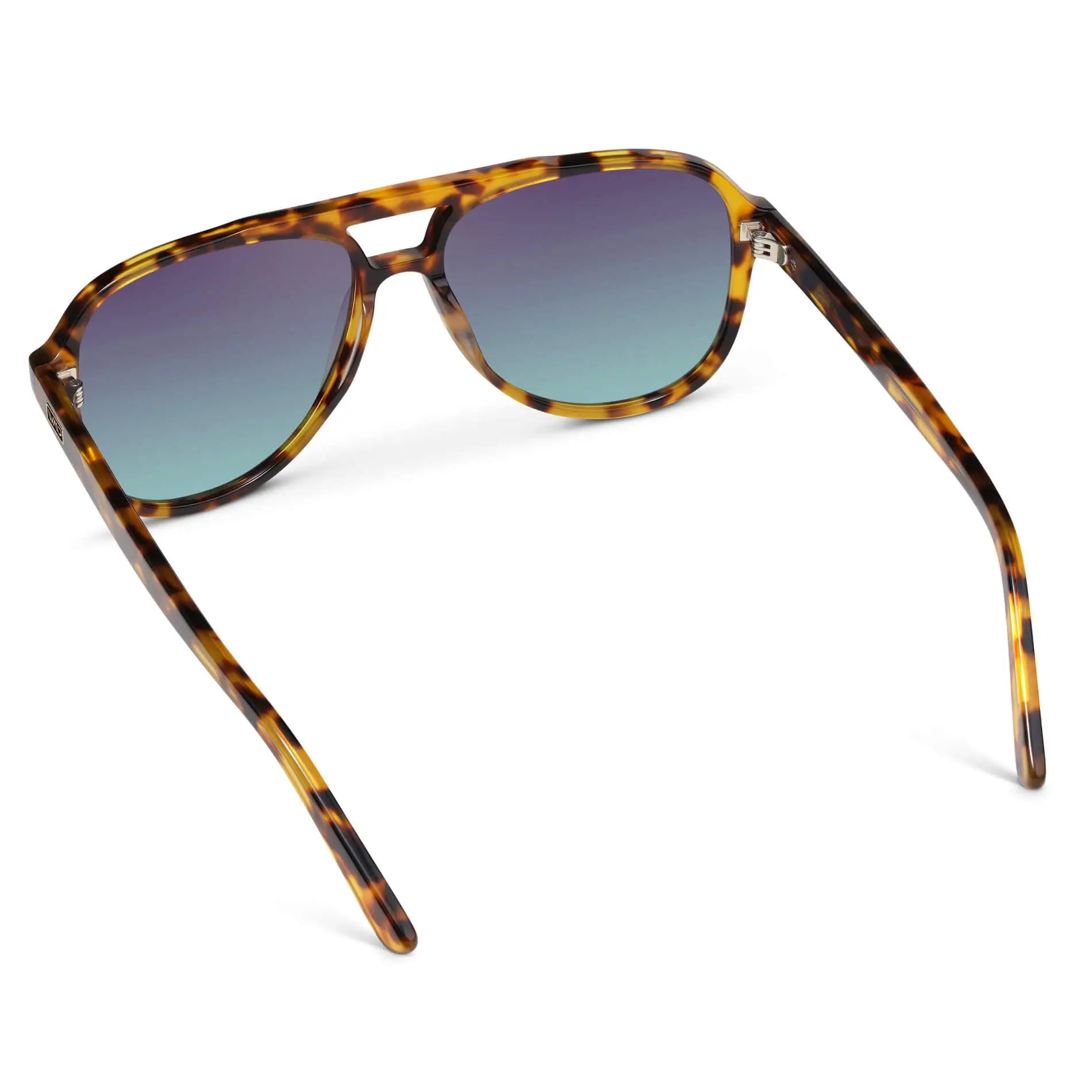 Honey Tortoise / Twilight Gradient Lens || Brown Tortoise Aviator Frame Sunglasses with Purple Gradient Polarized Lenses