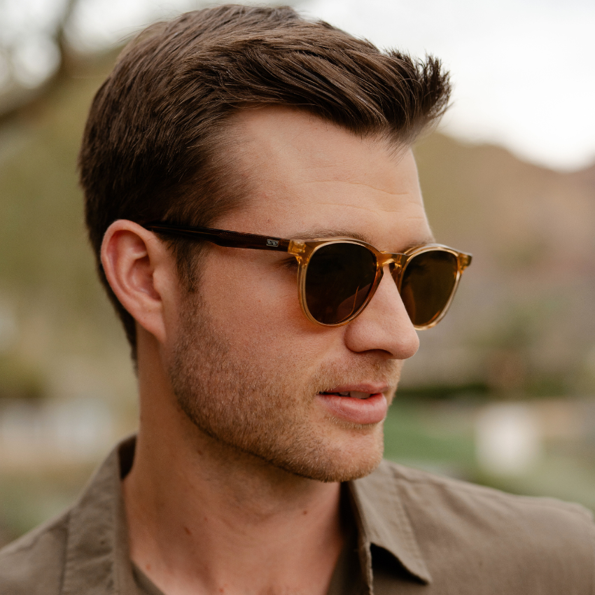 Crystal Brown Marble / Brown Lens || Round Sunglasses with Brown Frame and Brown Lenses