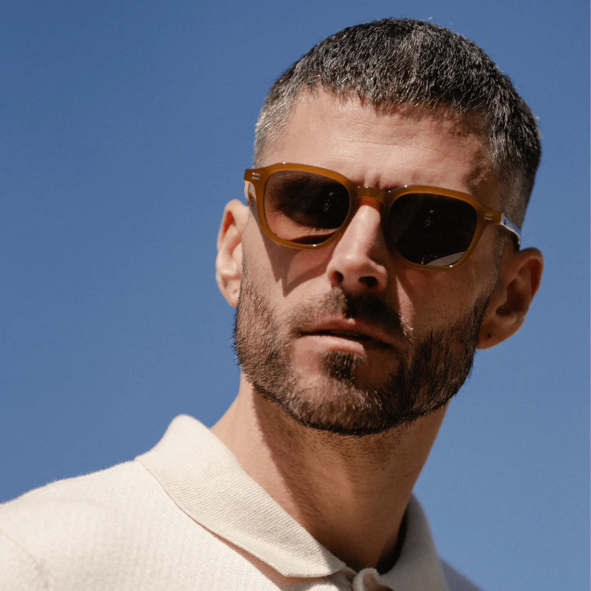 Dune Brown / Grey Brown Gradient Lens || Men's Geometric Square Sunglasses with Dune Brown Acetate Frame and Grey Brown Gradient Polarized Lens