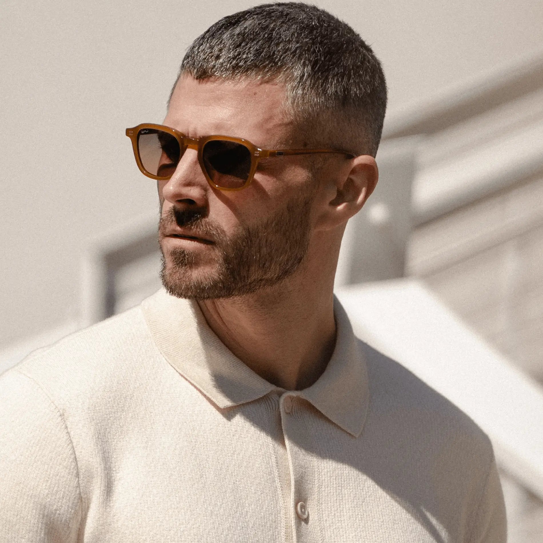 Dune Brown / Grey Brown Gradient Lens || Men's Geometric Square Sunglasses with Dune Brown Acetate Frame and Grey Brown Gradient Polarized Lens