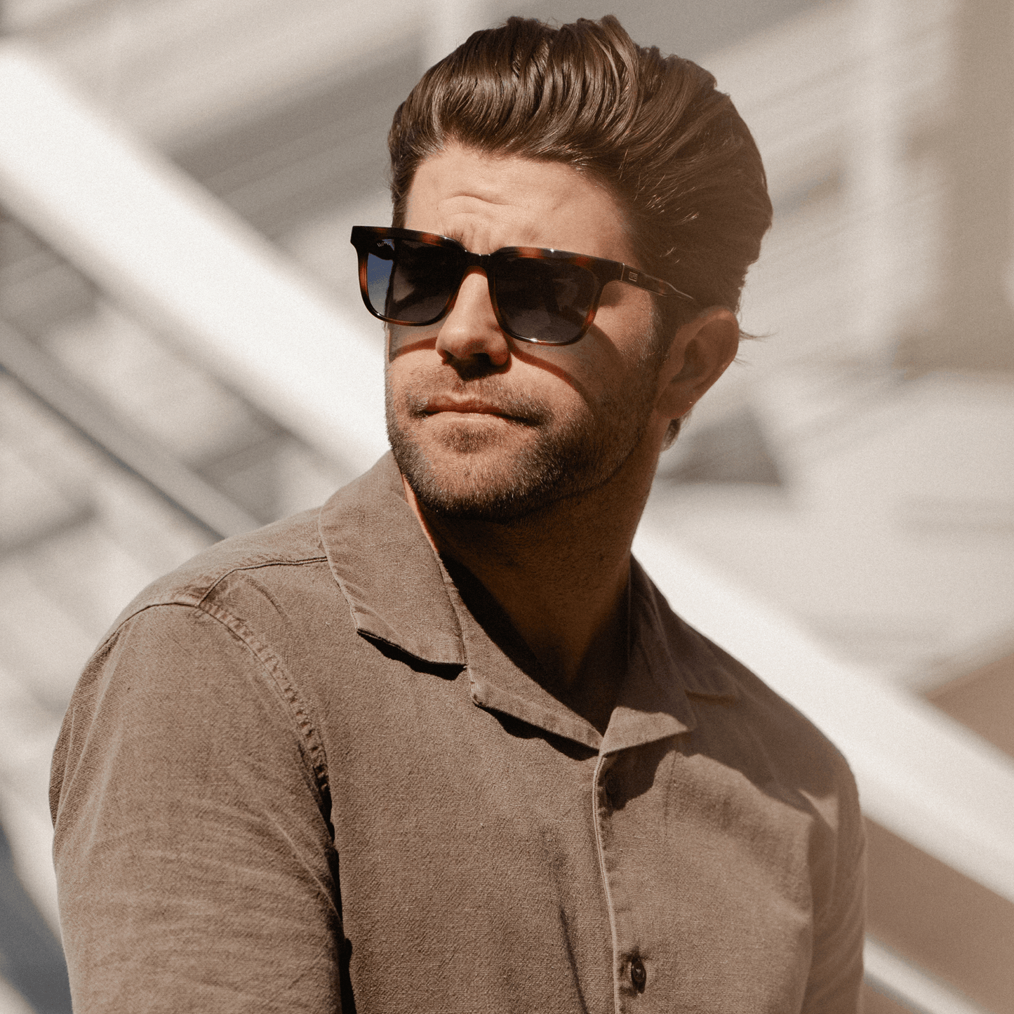 Whiskey Tortoise / Blue Gradient Lens || Men's Thick Square Sunglasses with Whiskey Tortoise Acetate Frame and Blue Gradient Polarized Lens