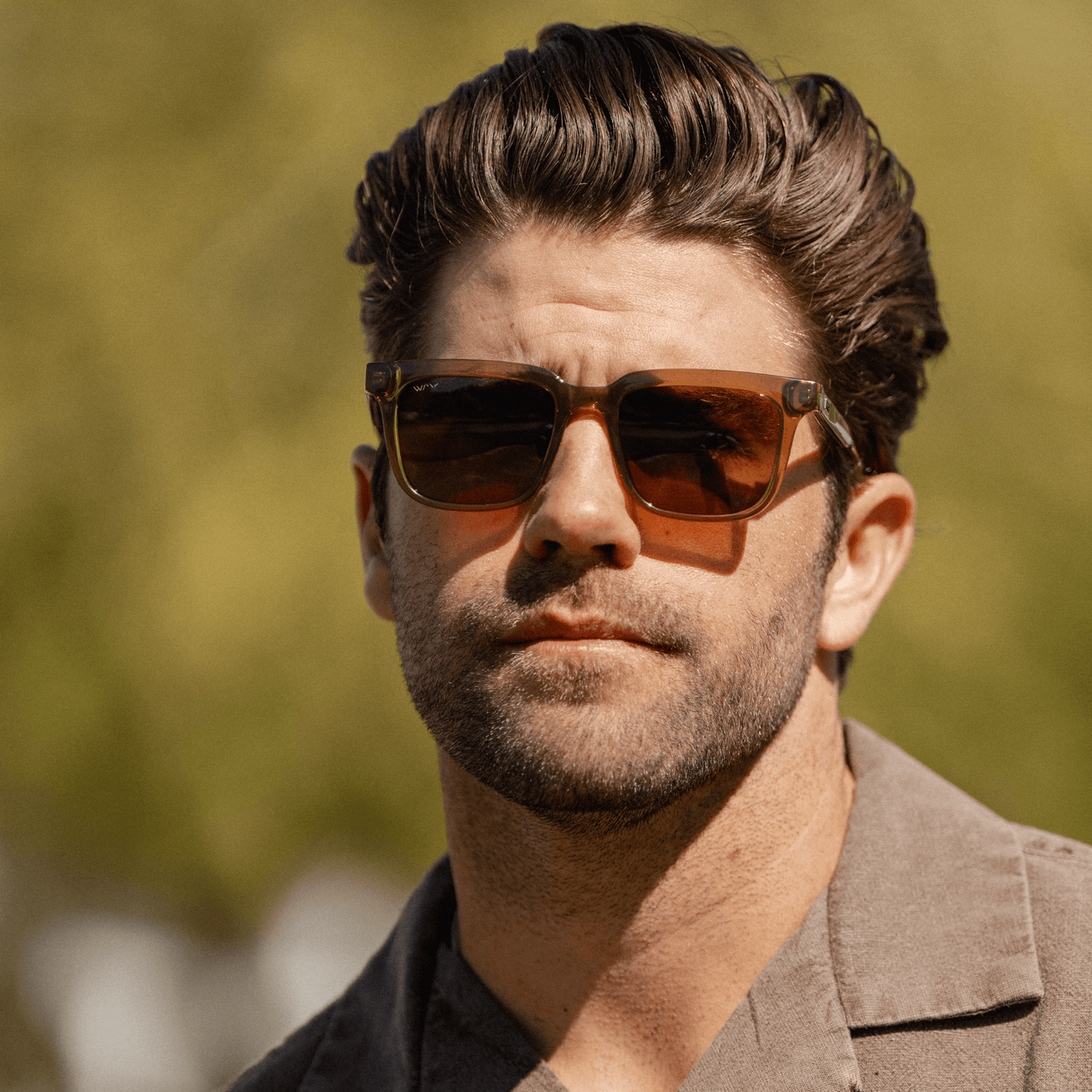 Crystal Verde / Brown Lens || Men's Thick Square Sunglasses with Crystal Verde Acetate Frame and Brown Polarized Lens