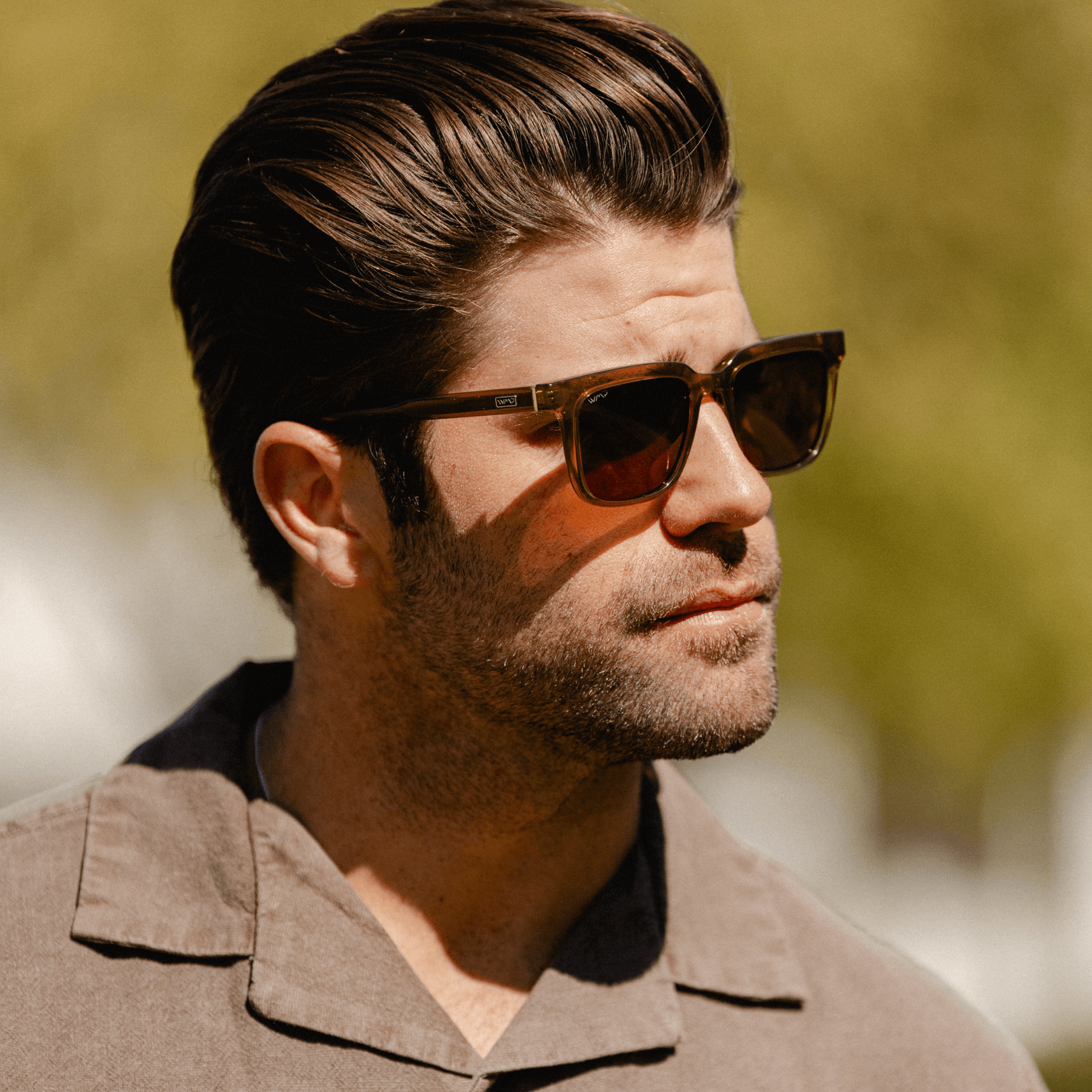 Crystal Verde / Brown Lens || Men's Thick Square Sunglasses with Crystal Verde Acetate Frame and Brown Polarized Lens