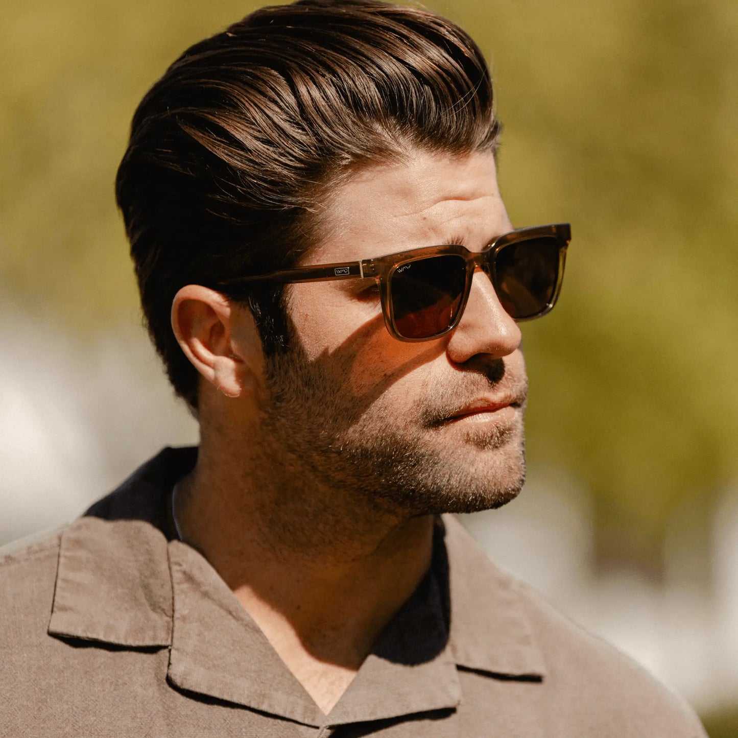 Crystal Verde / Brown Lens || Men's Thick Square Sunglasses with Crystal Verde Acetate Frame and Brown Polarized Lens