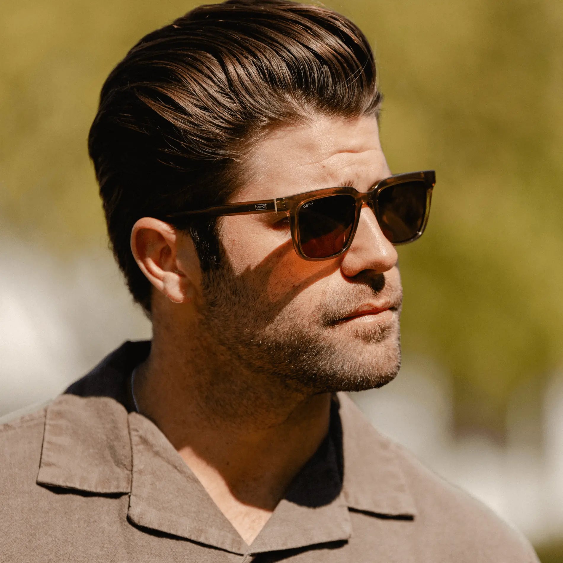 Crystal Verde / Brown Lens || Men's Thick Square Sunglasses with Crystal Verde Acetate Frame and Brown Polarized Lens