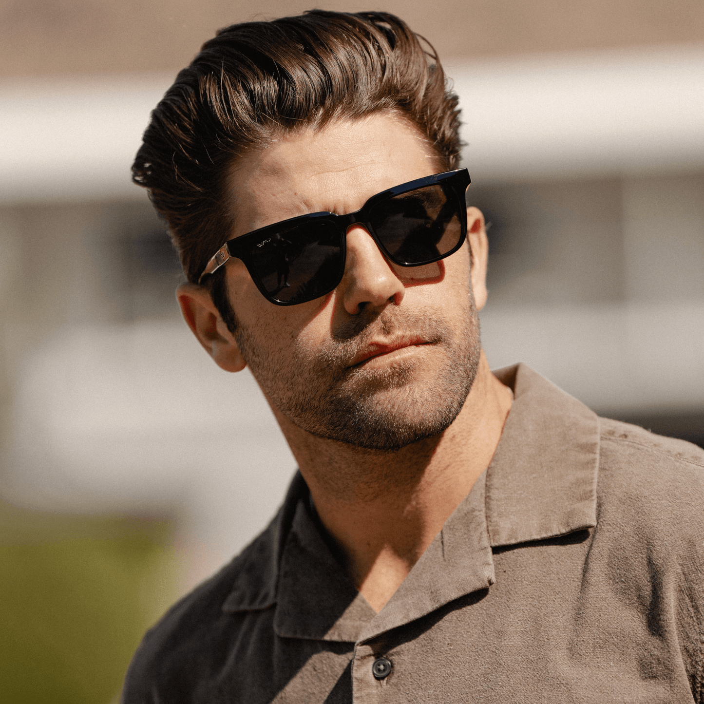 Black / Triple Black Lens || Men's Thick Square Sunglasses with Black Acetate Frame and Triple Black Polarized Lens