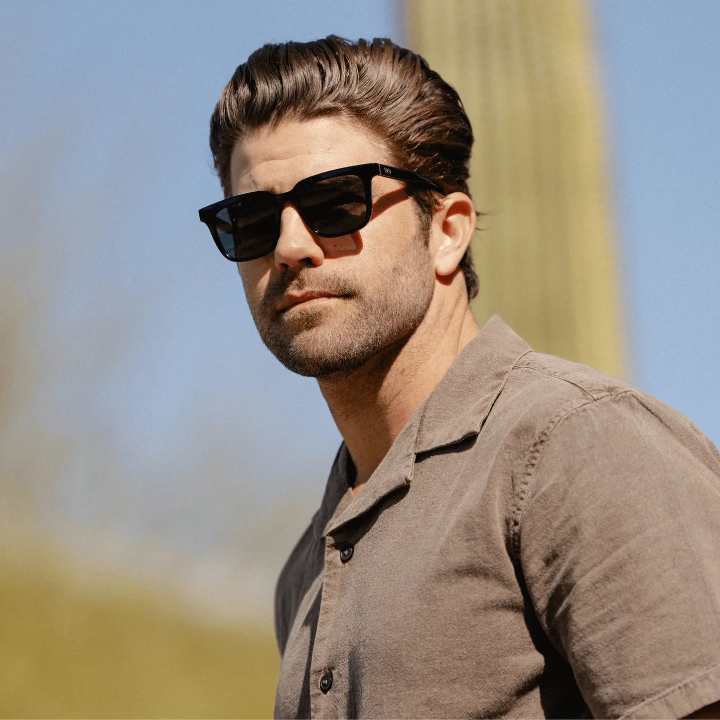 Black / Triple Black Lens || Men's Thick Square Sunglasses with Black Acetate Frame and Triple Black Polarized Lens