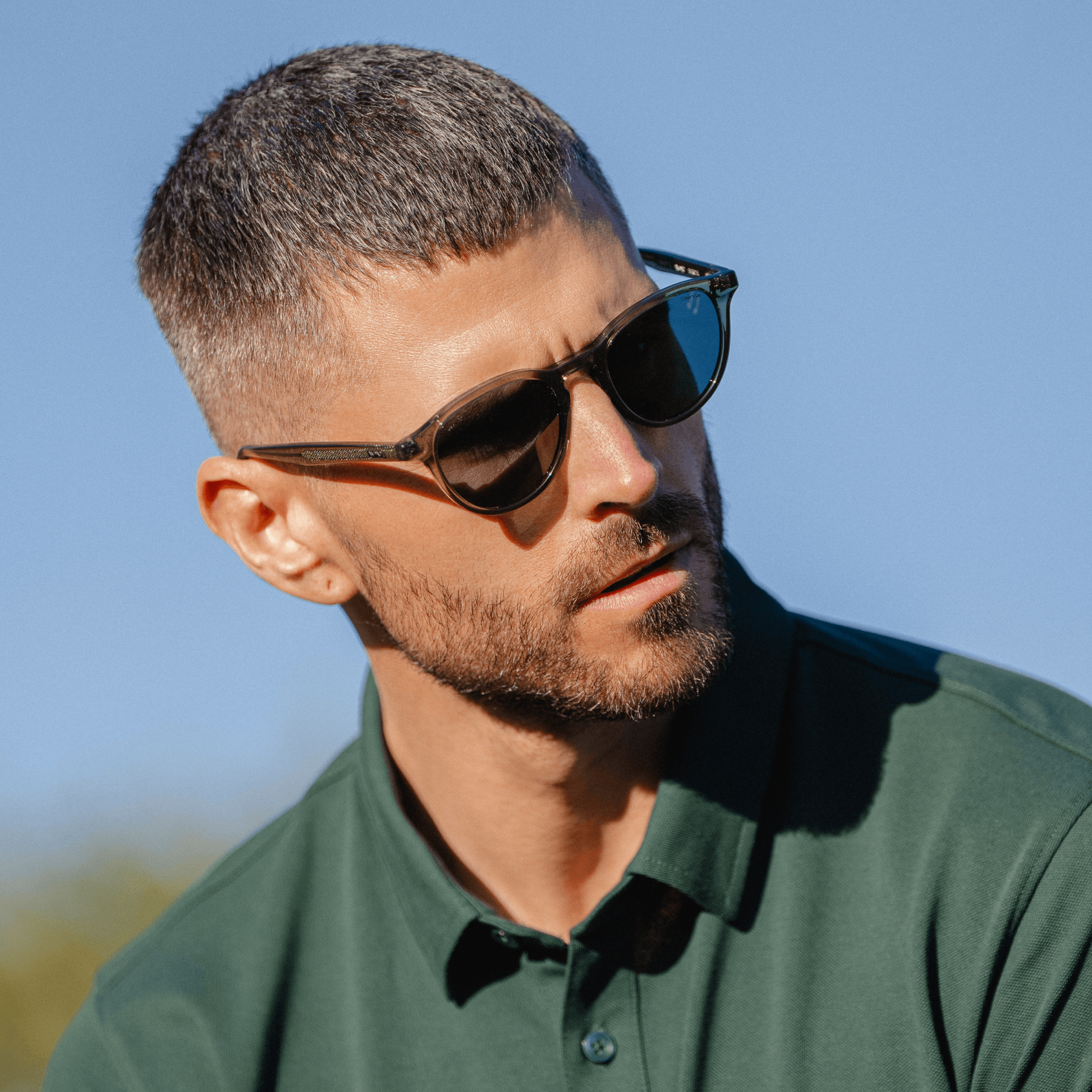 Crystal Agave Green / Smoke Lens || Unisex Round Sports Performance Sunglasses with Crystal Agave Green Acetate Frame and Smoke Grey Polarized Oleophobic Lens