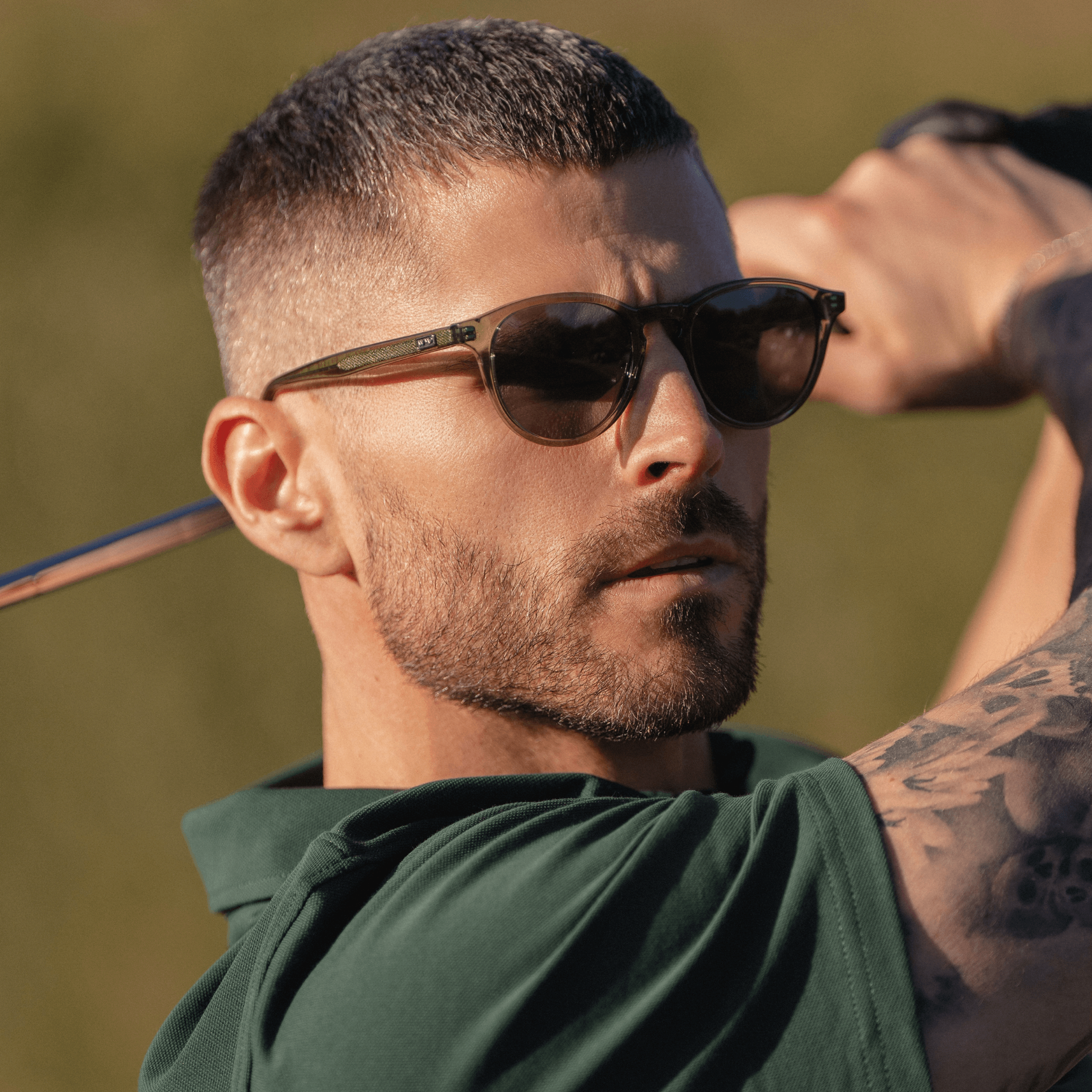 Crystal Agave Green / Smoke Lens || Unisex Round Sports Performance Sunglasses with Crystal Agave Green Acetate Frame and Smoke Grey Polarized Oleophobic Lens