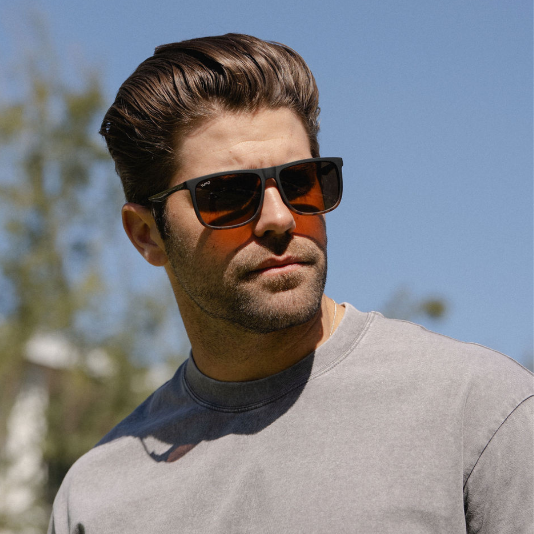 Matte Black Tortoise / Brown Lens || Matte Black Tortoise Square Frame Sunglasses with Brown Polarized Lenses