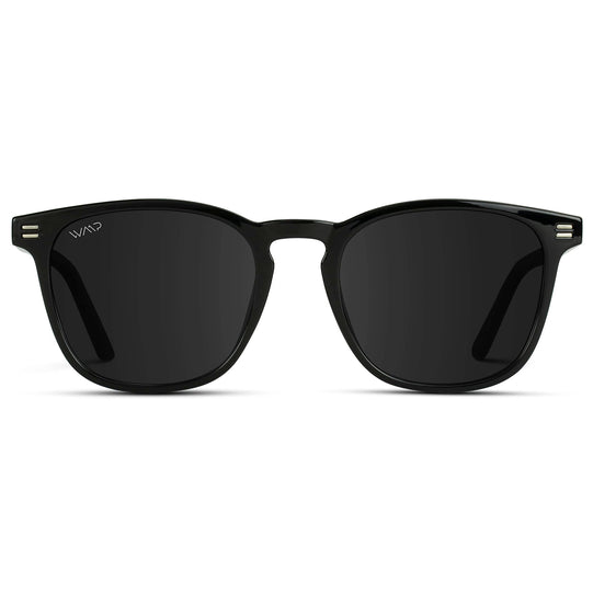 Black / Black Lens || Black Square Frame Sunglasses with Black Polarized Lenses