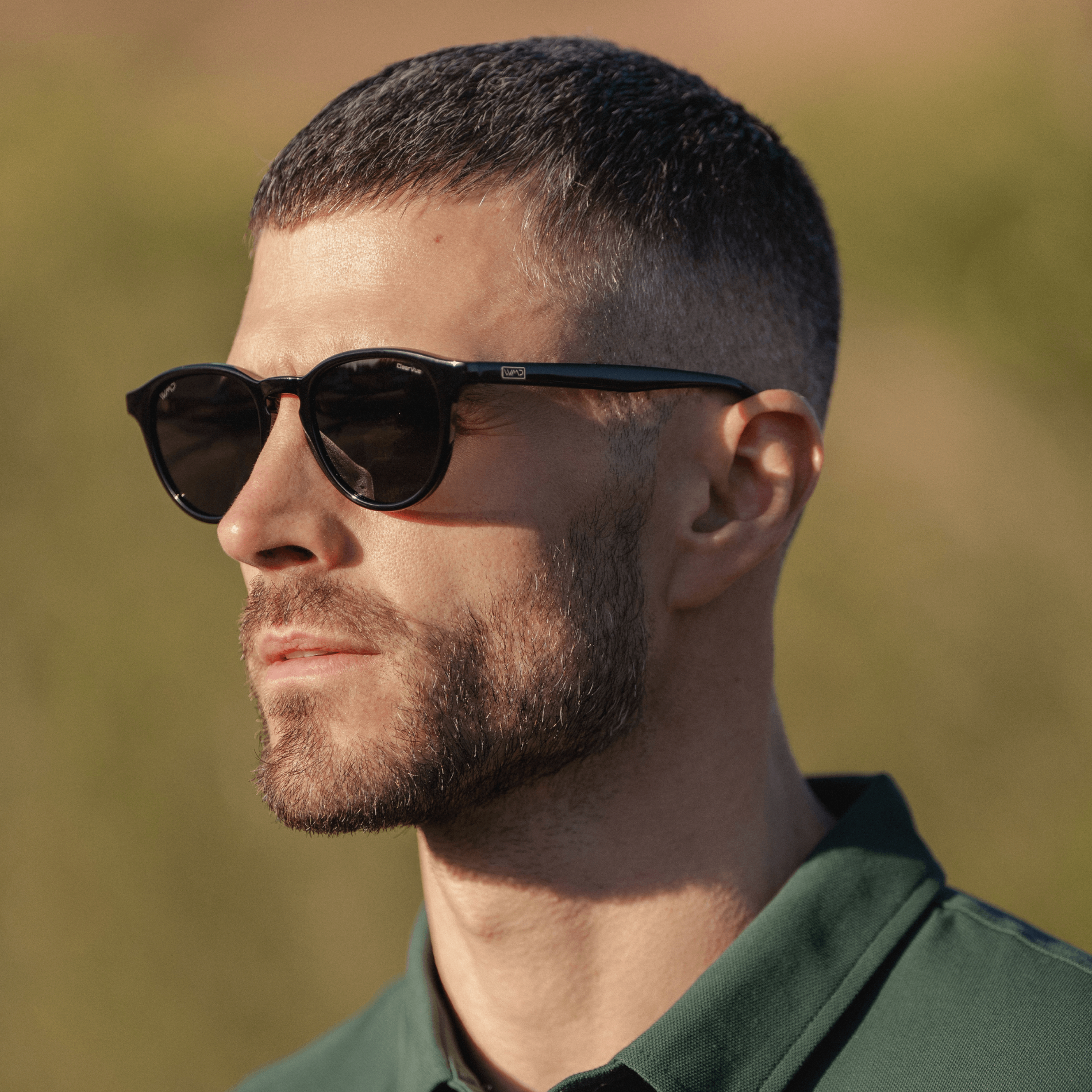 Black / Triple Black Lens || Unisex Round Sports Performance Sunglasses with Black Acetate Frame and Triple Black Polarized Oleophobic Lens