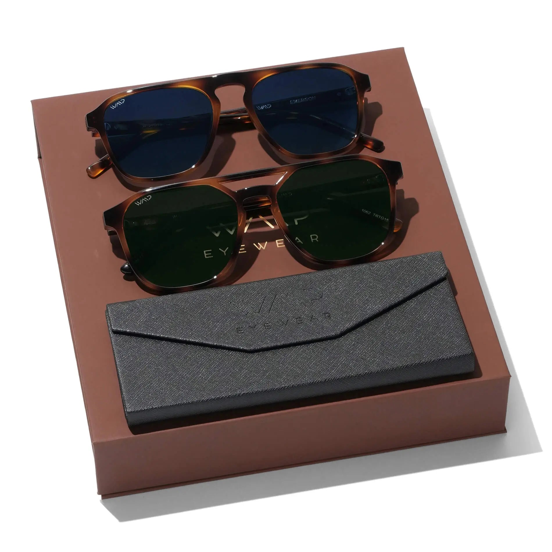 Emerson and Hunter || Sunglasses Gift Kit for Men featuring Best Selling styles Emerson in Whiskey Brown Tortoise and Hunter in Brown Tortoise