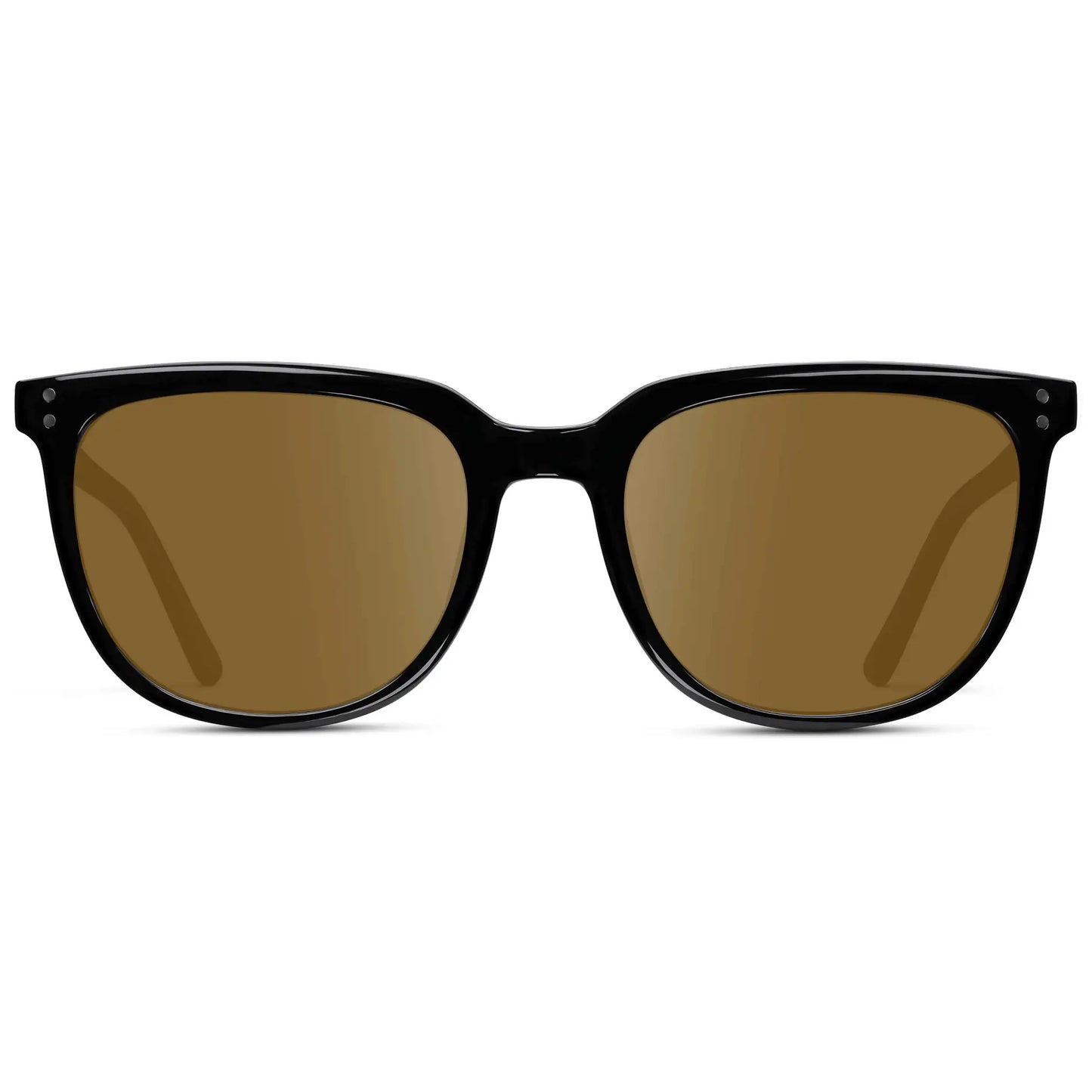 Black / Amber || Men's Square Prescription Sunglasses with Black Frame and Amber Lenses on a white background