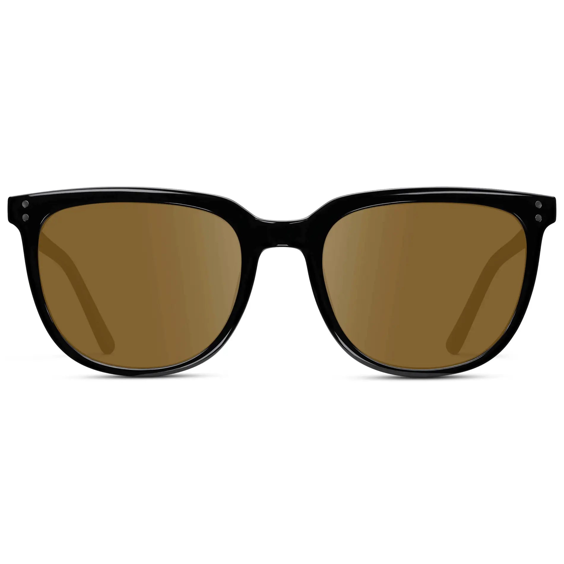 Black / Amber || Men's Square Prescription Sunglasses with Black Frame and Amber Lenses on a white background