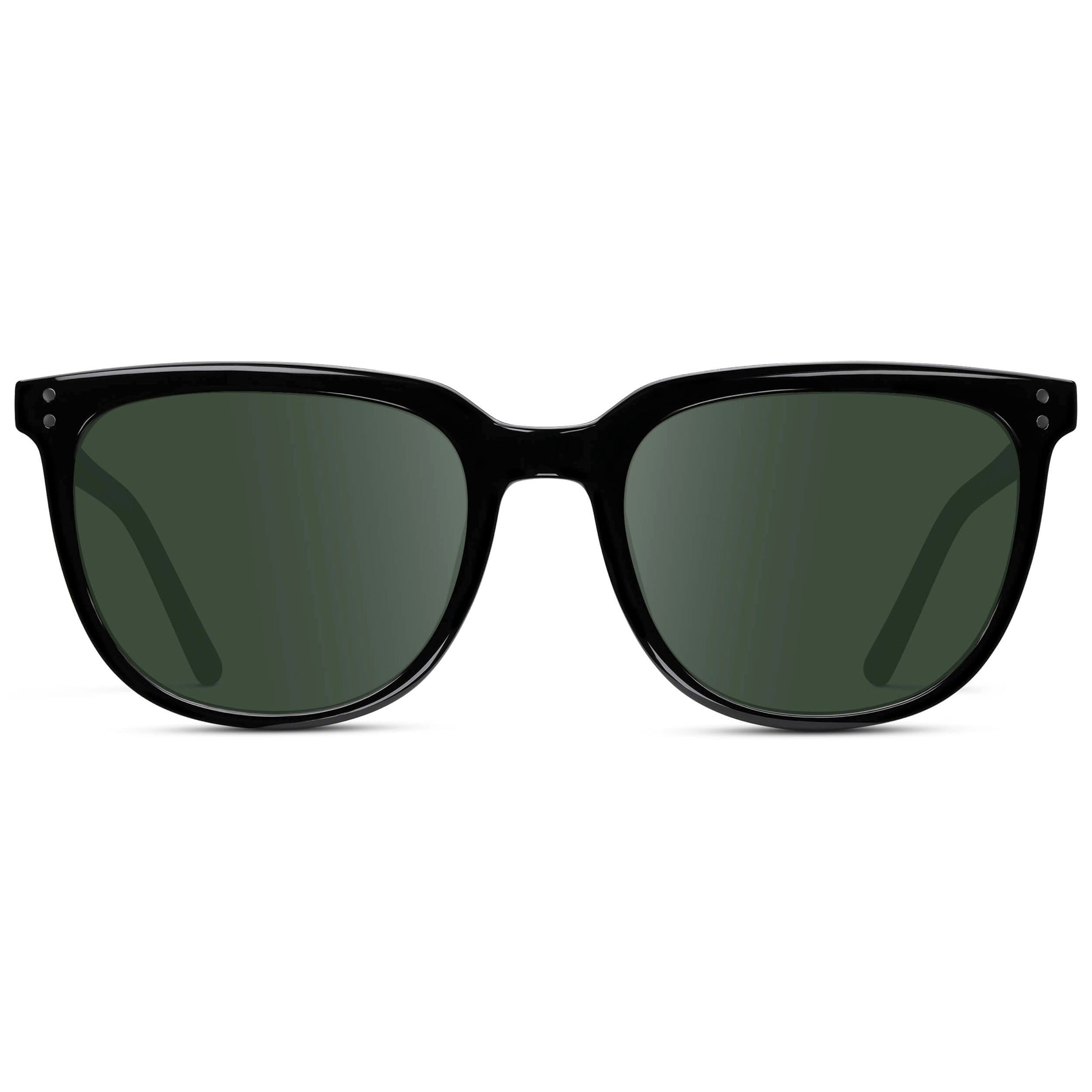 Black / G15 Lens || Black Square Frame Sunglasses with Green Prescription Lenses