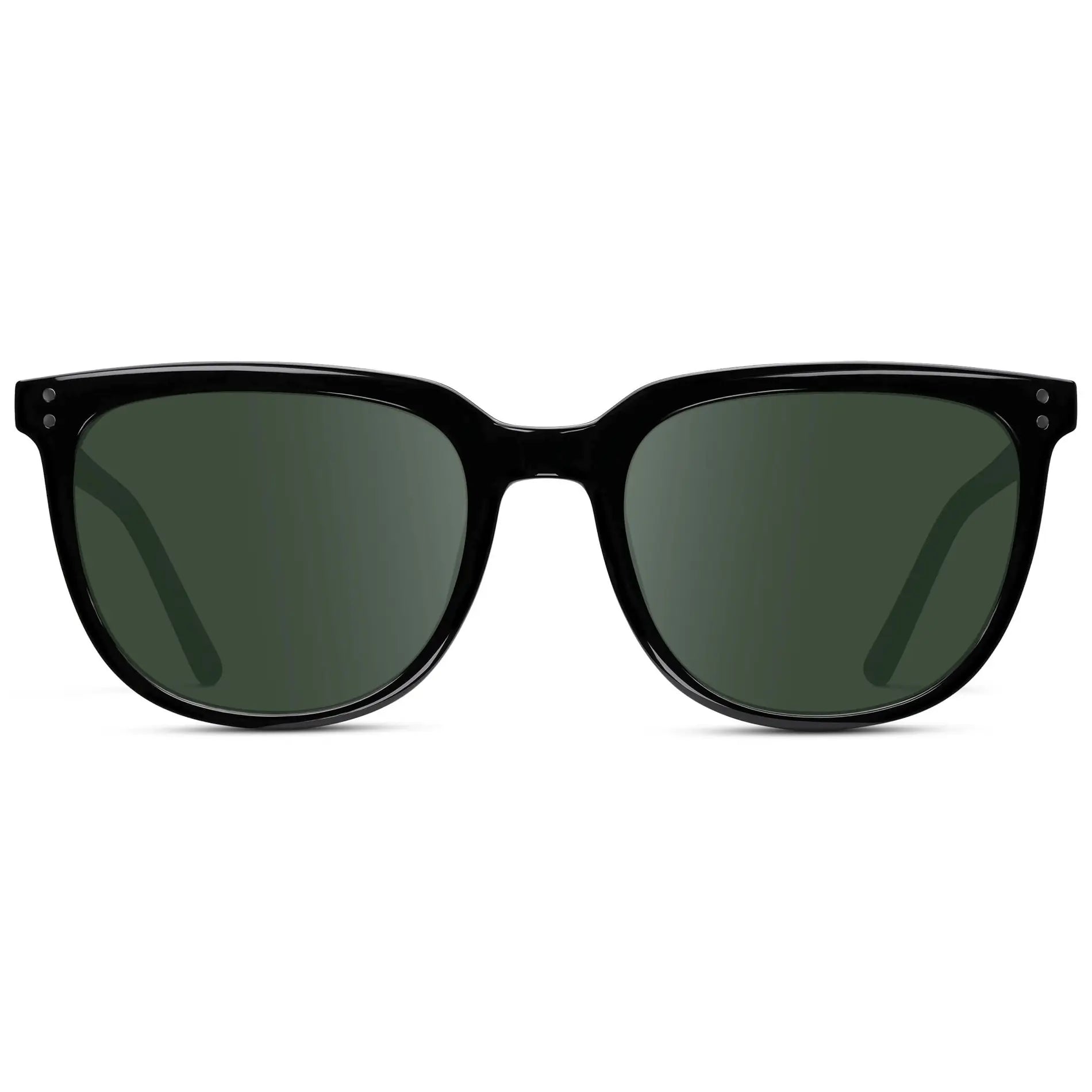 Black / G15 || Men's Square Prescription Sunglasses with Black Frame and Green Lenses on a white background