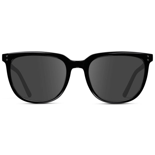 Black / Grey Lens || Black Square Frame Sunglasses with Grey Prescription Lenses