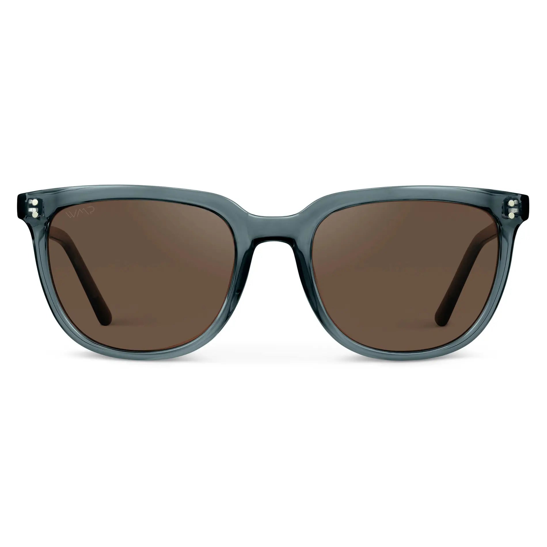 Crystal Stone Blue / Brown Lens || Blue Square Frame Sunglasses with Brown Polarized Lenses