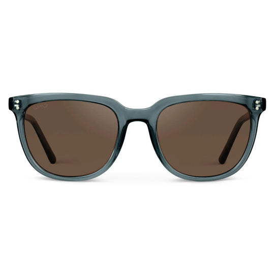 Crystal Stone Blue / Brown Lens || Blue Square Frame Sunglasses with Brown Polarized Lenses