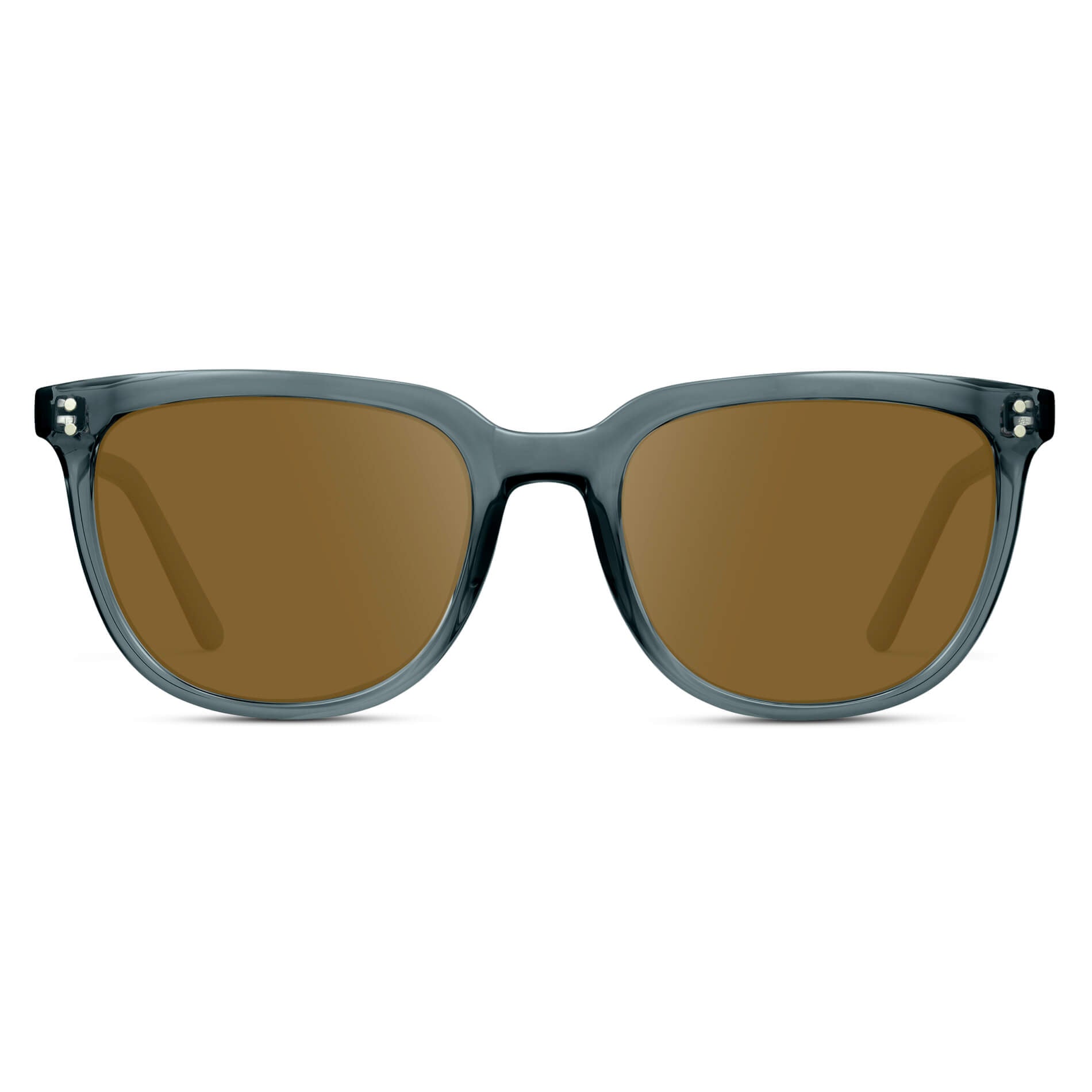Crystal Stone Blue / Amber Lens || Blue Square Frame Sunglasses with Brown Prescription Lenses