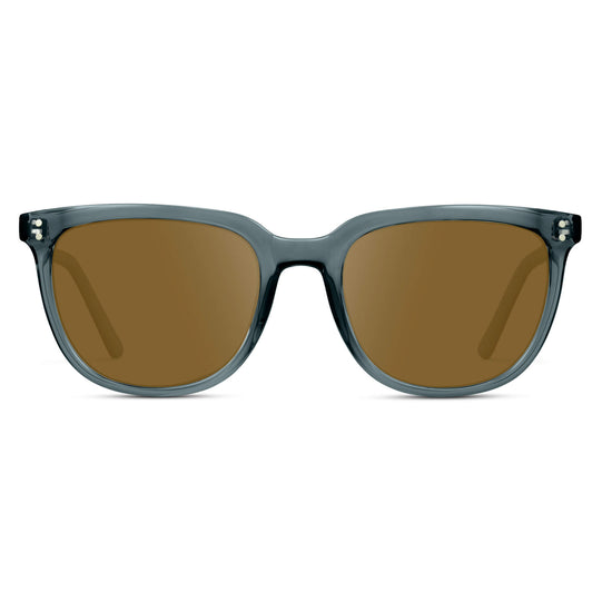 Crystal Stone Blue / Amber Lens || Blue Square Frame Sunglasses with Brown Prescription Lenses