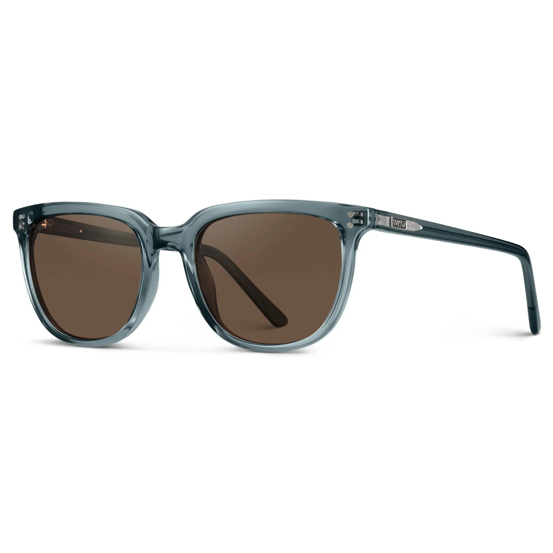 Crystal Stone Blue / Brown Lens || Blue Square Frame Sunglasses with Brown Polarized Lenses